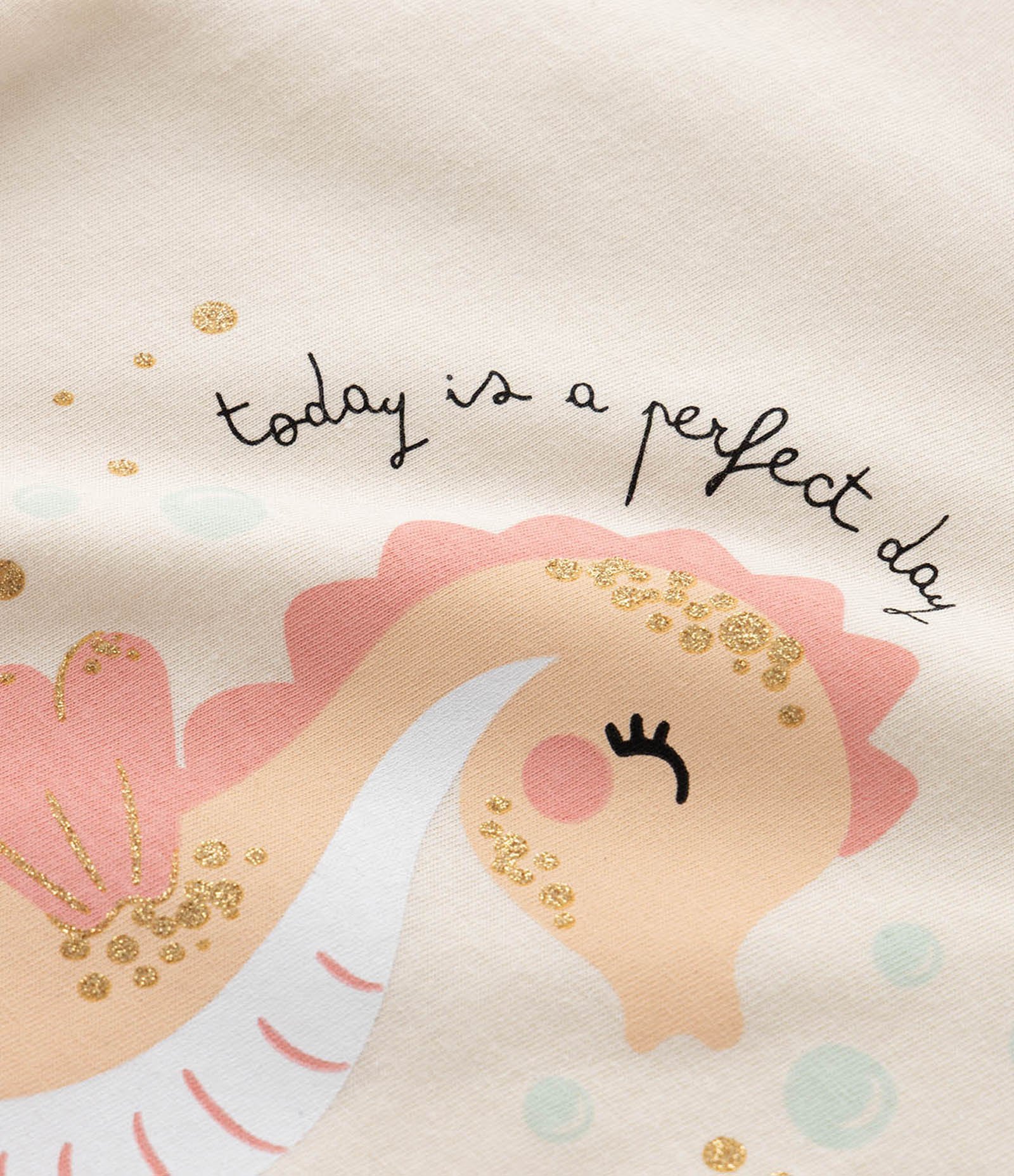 Pijama Curto Infantil em Algodão com Estampa de Cavalo Marinho - Tam 2 a 4 Anos Bege/Laranja 11