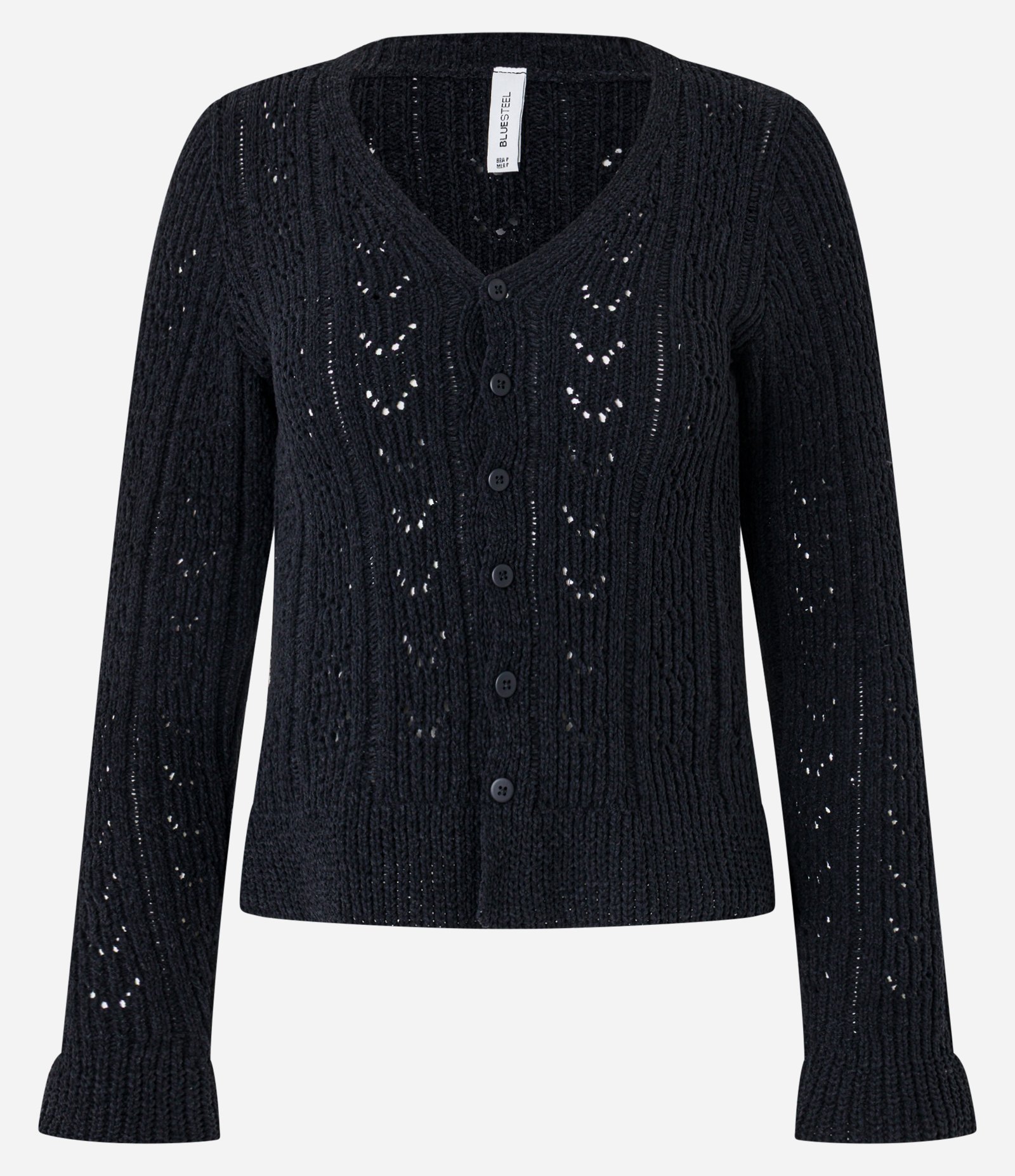 Blusa em Tricô com Botões e Babadinho na Barra Branco 1