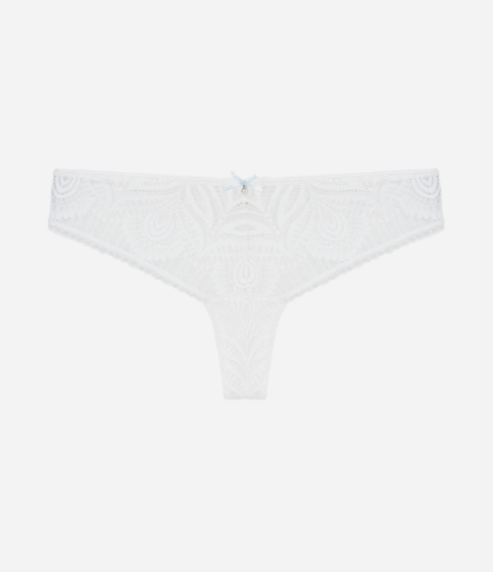 Calcinha Biquini Fio em Renda Floral Branco 4