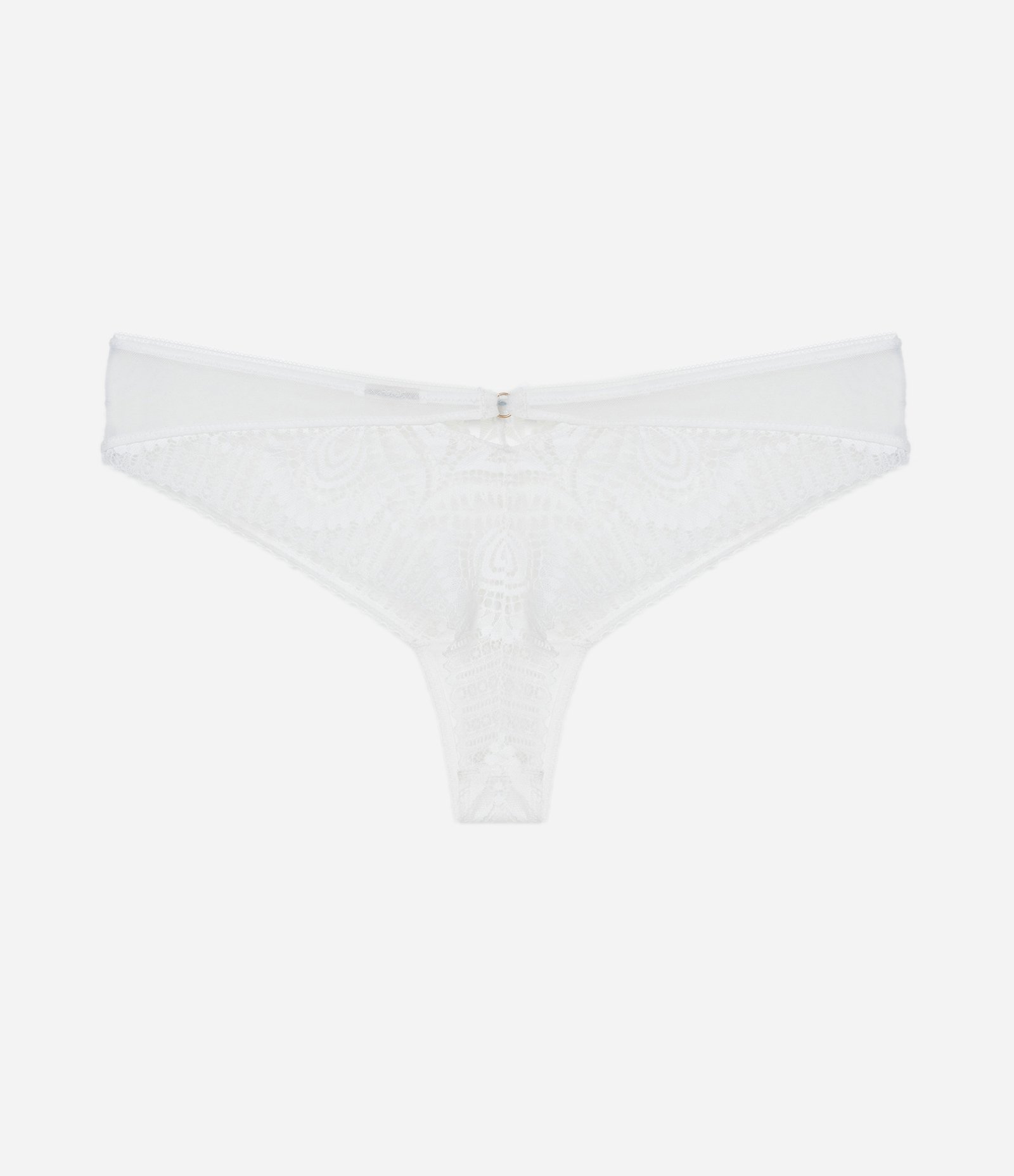 Calcinha Biquini Fio em Renda Floral Branco 5