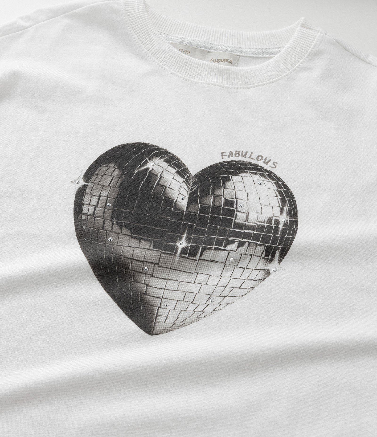 Camiseta Infantil Overboxy com Estampa Globo Espelhado de Coração e Brilhos - Tam 5 a 14 Anos Branco 5