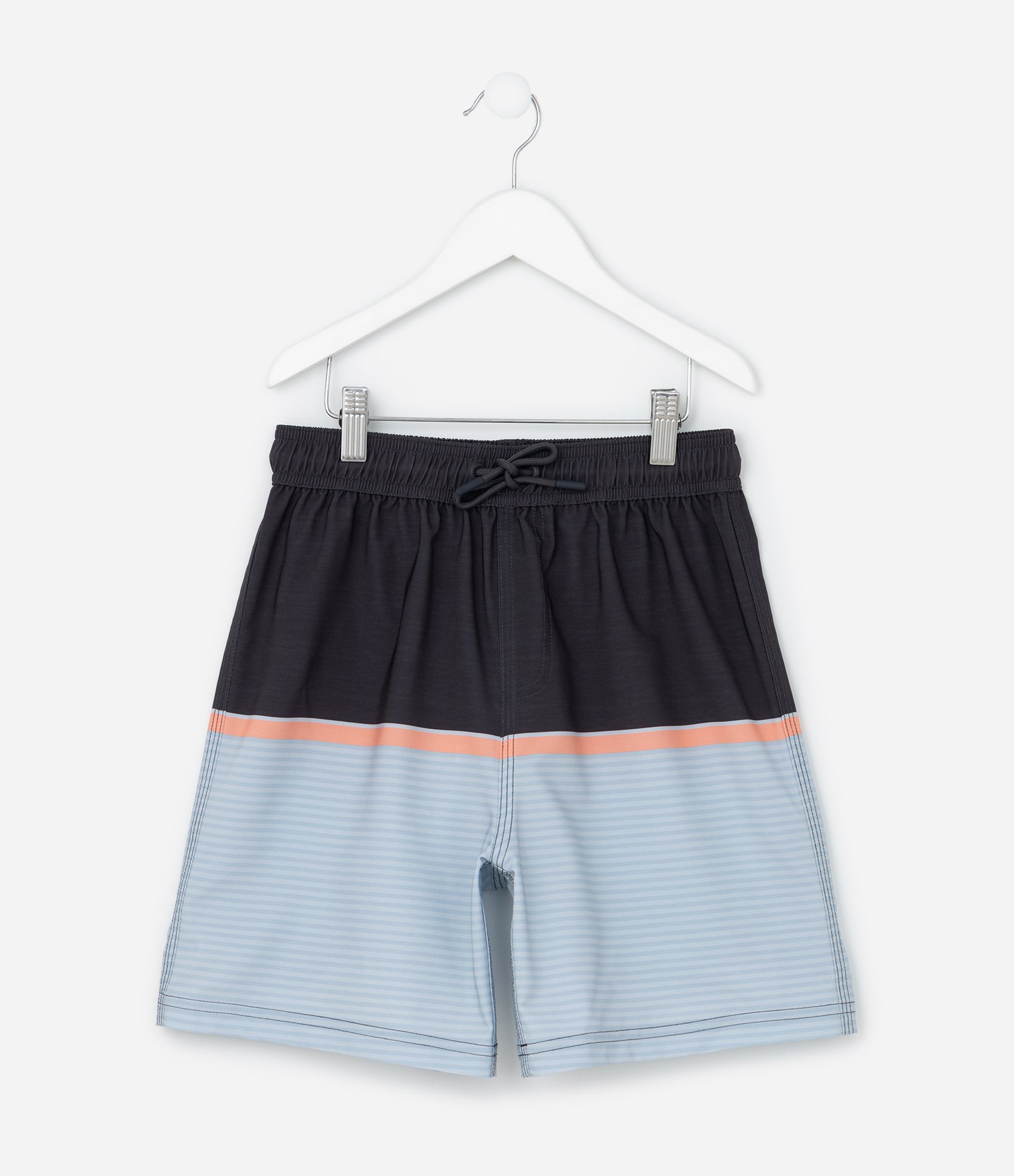 Bermuda de Banho Infantil Com Bloco de Cor - Tam 5 a 14 Anos Preto/Cinza 1