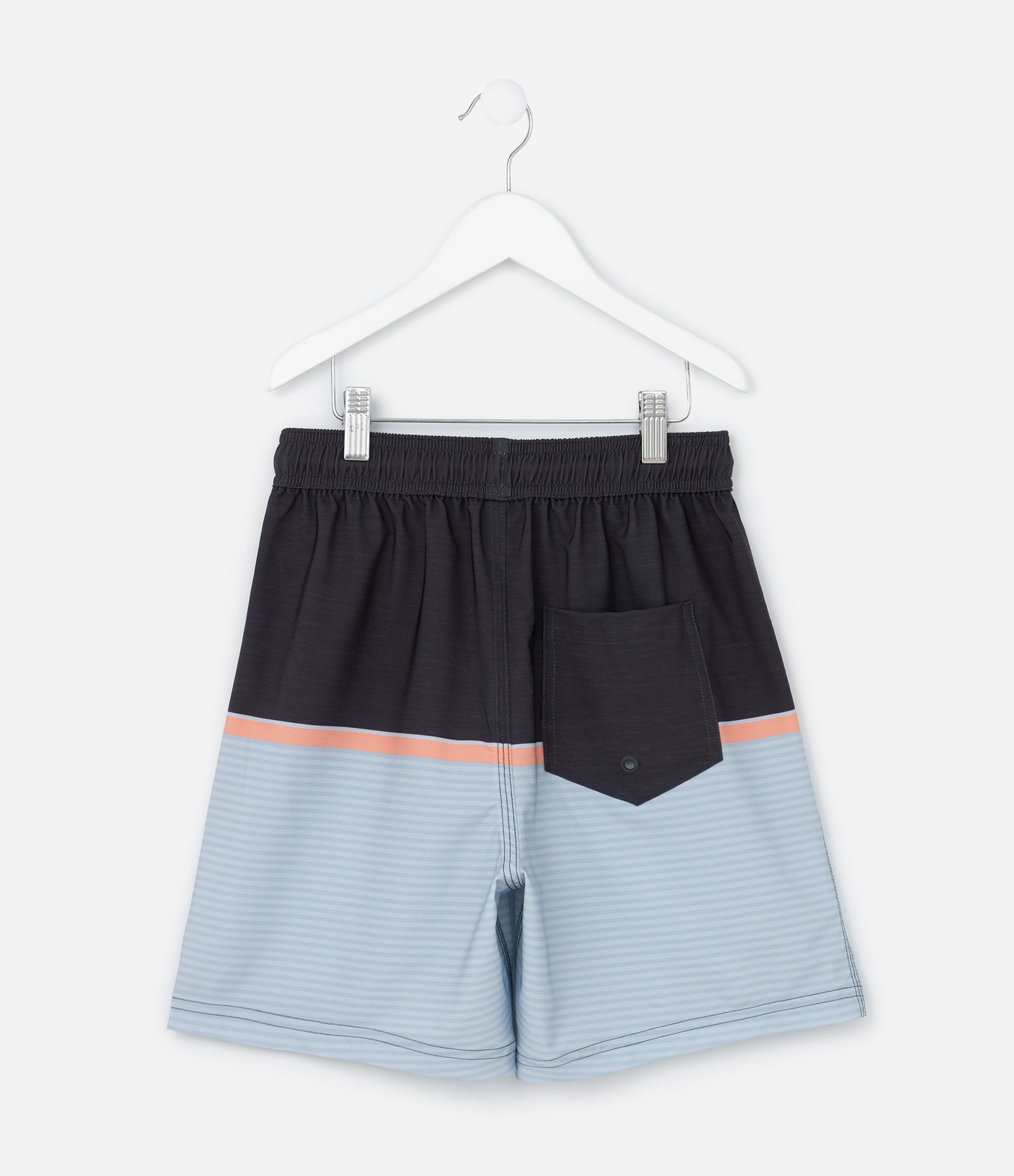 Bermuda de Banho Infantil Com Bloco de Cor - Tam 5 a 14 Anos Preto/Cinza 2
