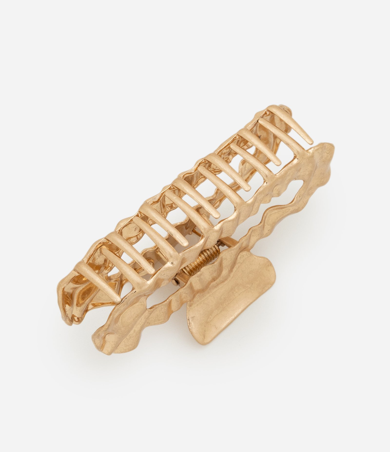 Piranha de Cabelo Retangular Vazada com textura Dourado 2