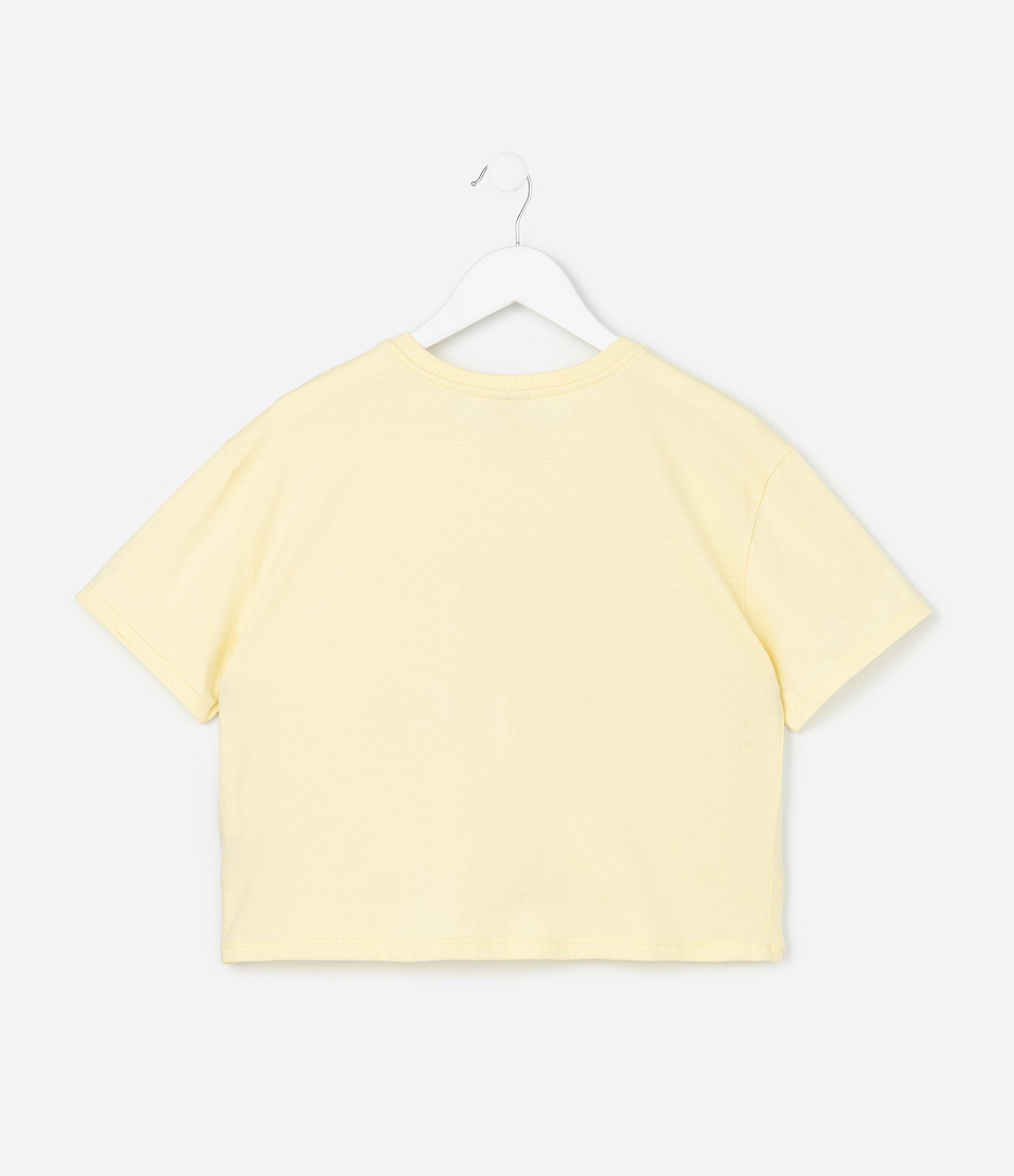 Camiseta Infantil Boxy com Flor em Crochê Enjoy The Summer - Tam 5 a 14 Anos Amarelo 2