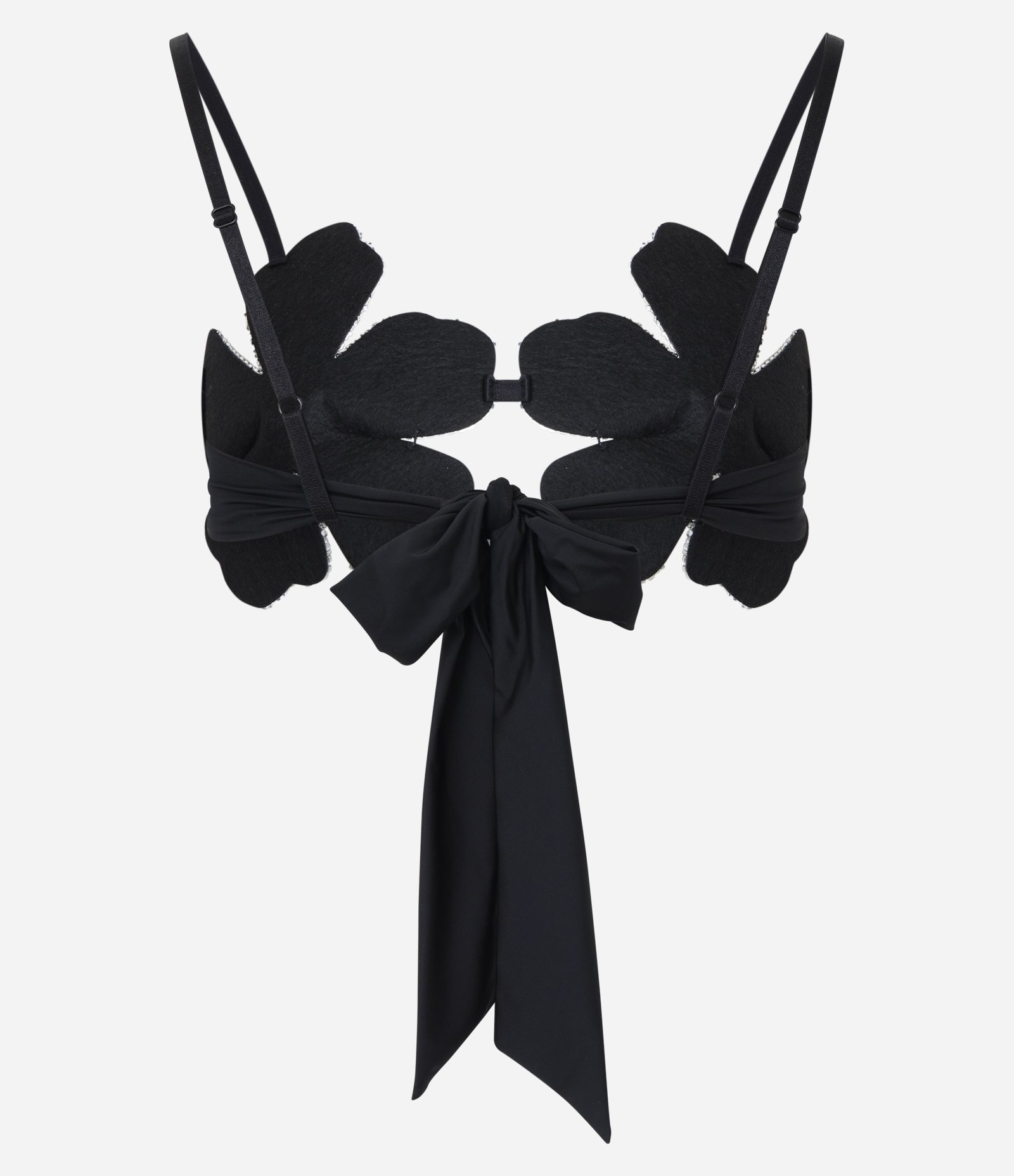 Sutiã Top de Flor com Brilhos e Amarrações Preto 6