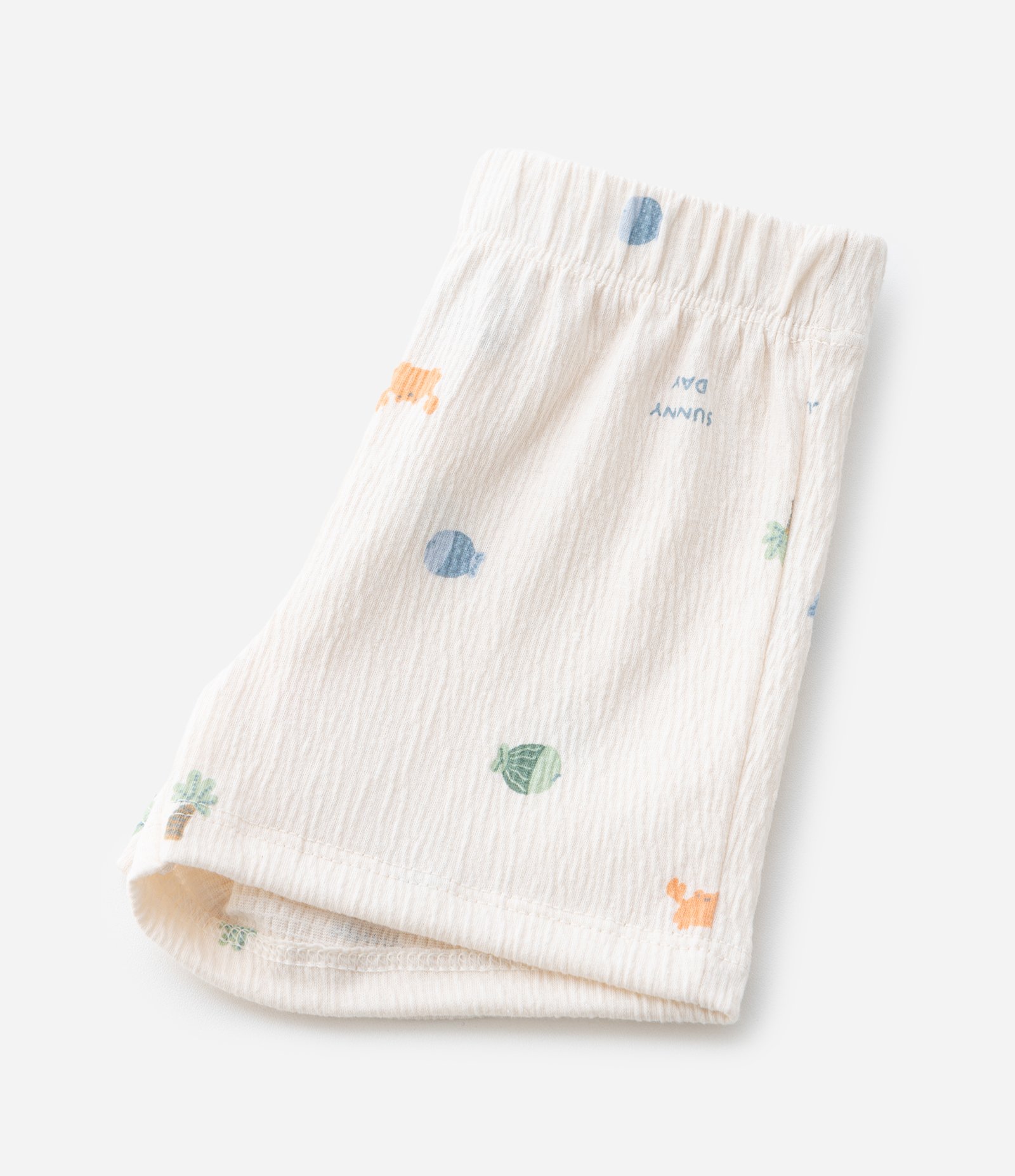 Conjunto Infantil em Anarruga com Estampa Fundo do Mar - Tam 0 a 18 Meses Bege 9