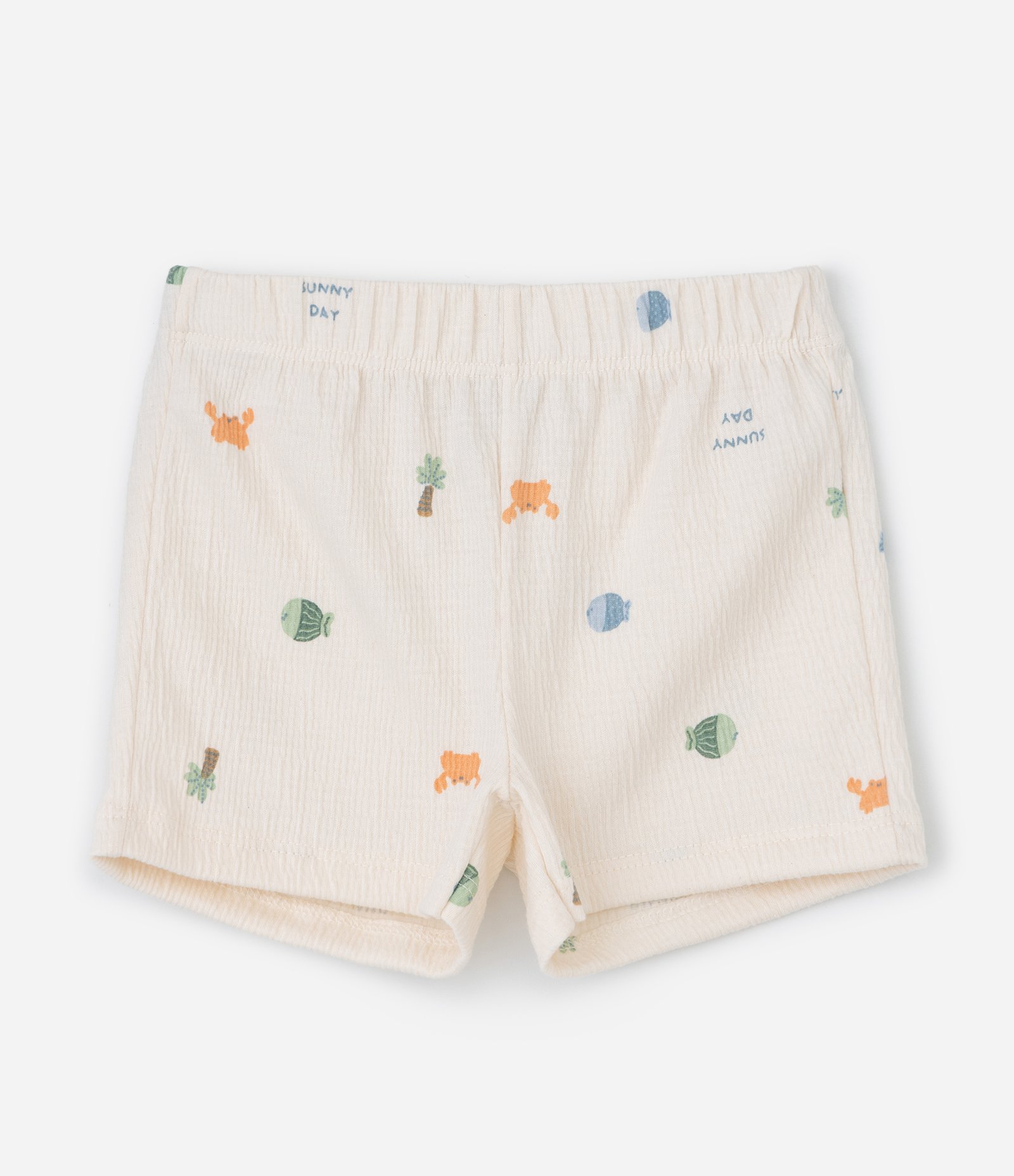 Conjunto Infantil em Anarruga com Estampa Fundo do Mar - Tam 0 a 18 Meses Bege 4