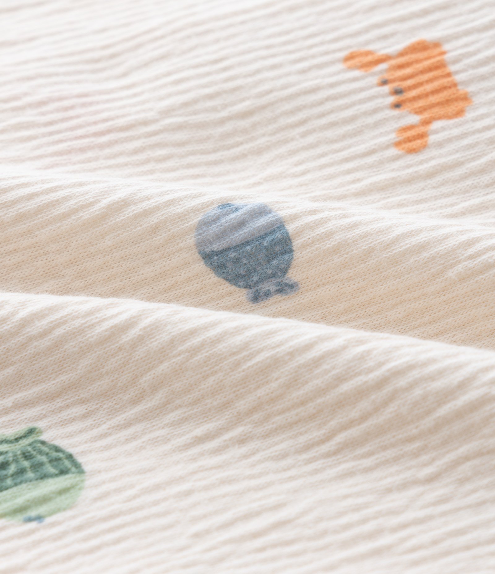 Conjunto Infantil em Anarruga com Estampa Fundo do Mar - Tam 0 a 18 Meses Bege 6