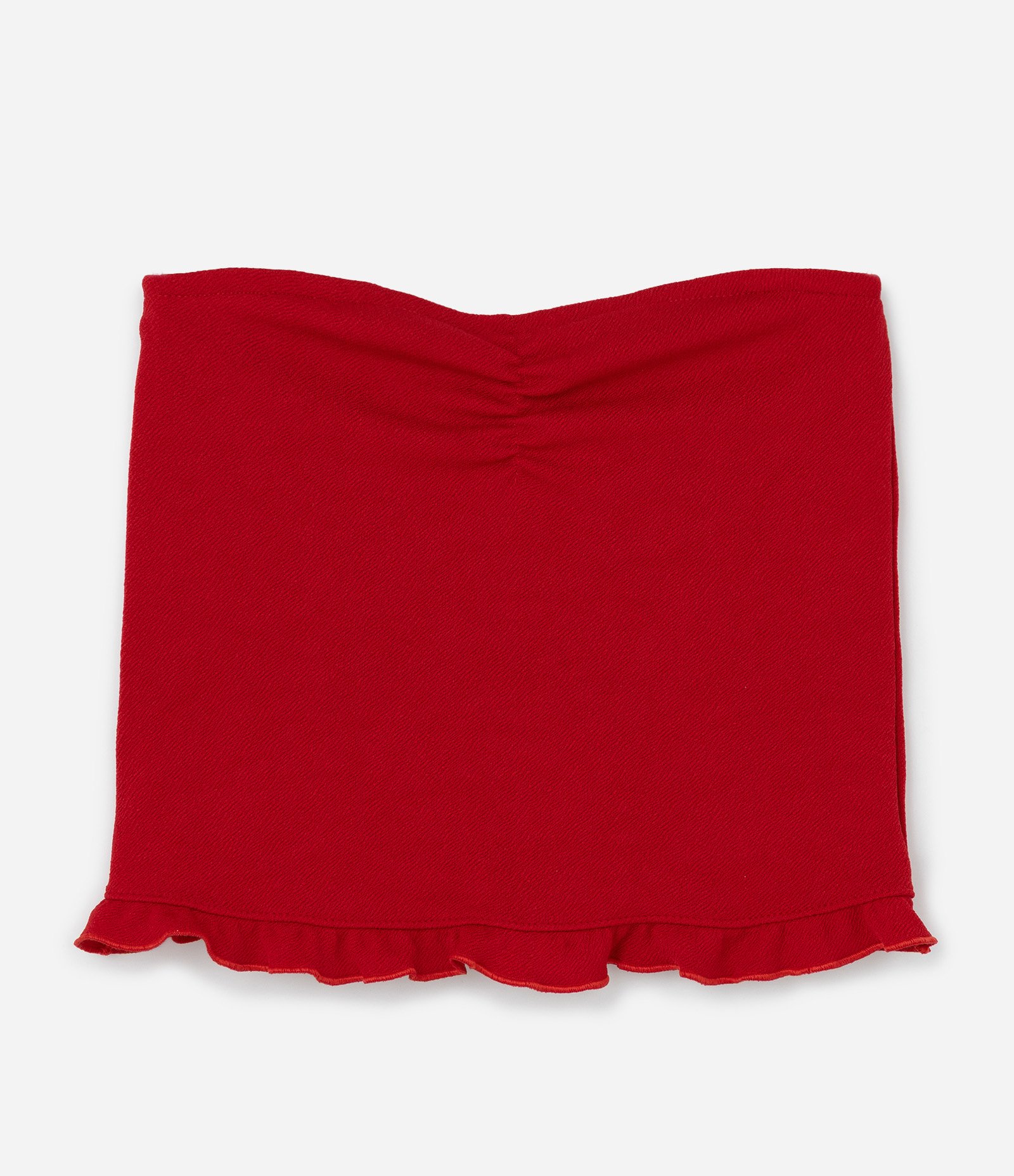Blusa Infantil Tomara que Caia Texturizada com Frufru na Barra - Tam 5 a 14 Anos Vermelho 1