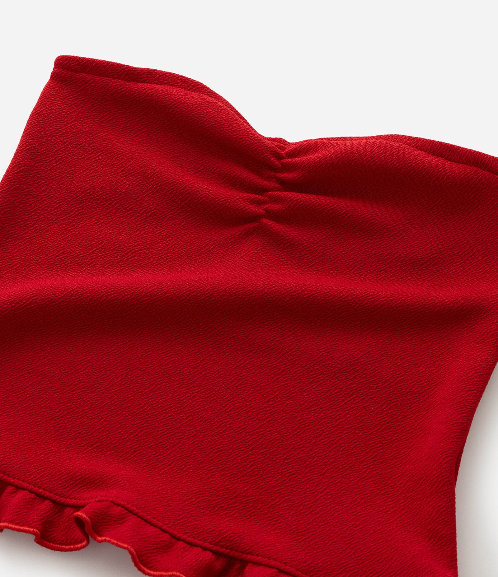 Blusa Infantil Tomara que Caia Texturizada com Frufru na Barra - Tam 5 a 14 Anos Vermelho 6