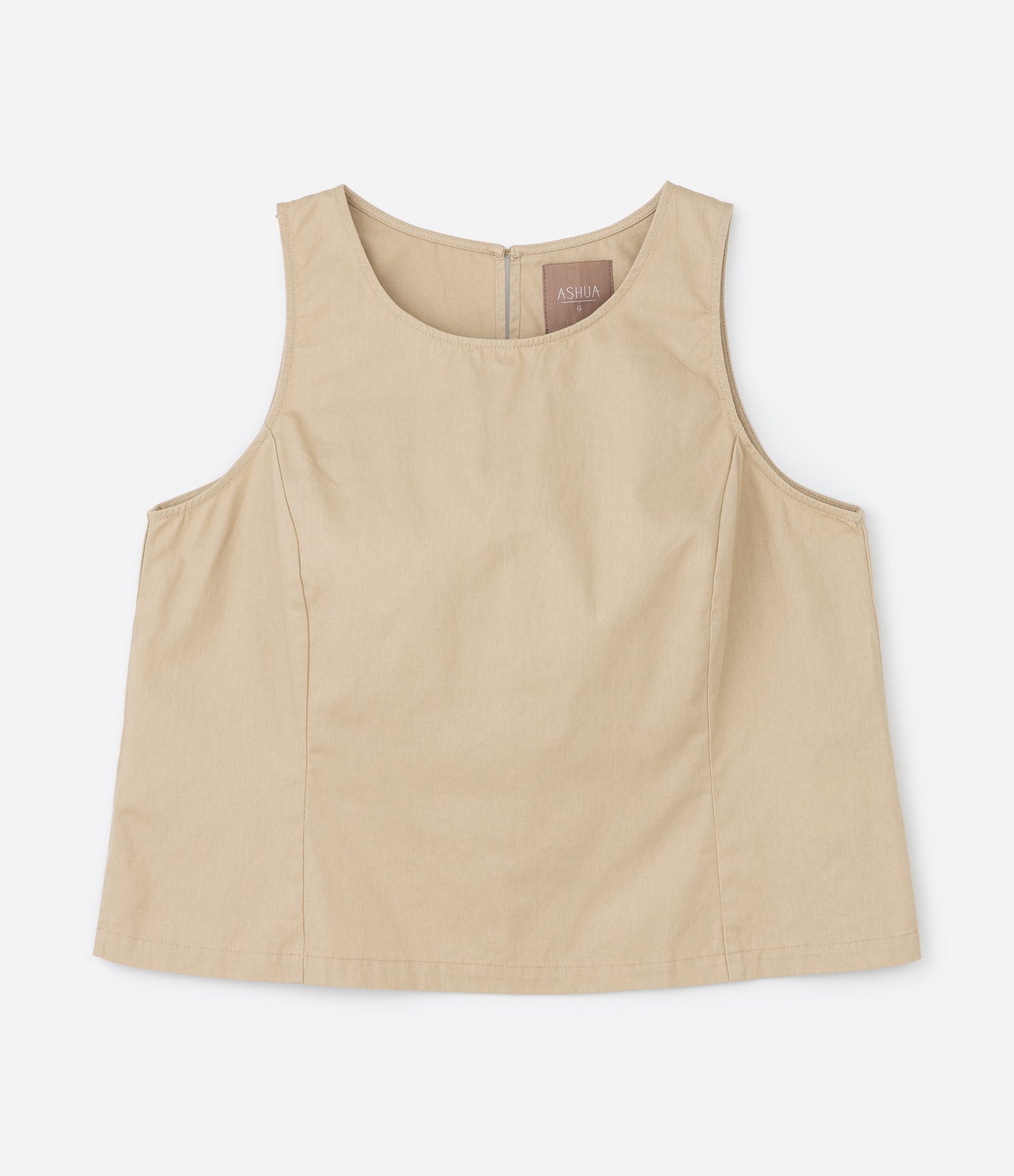 Blusa sem Manga em Sarja Curve & Plus Size Bege 4