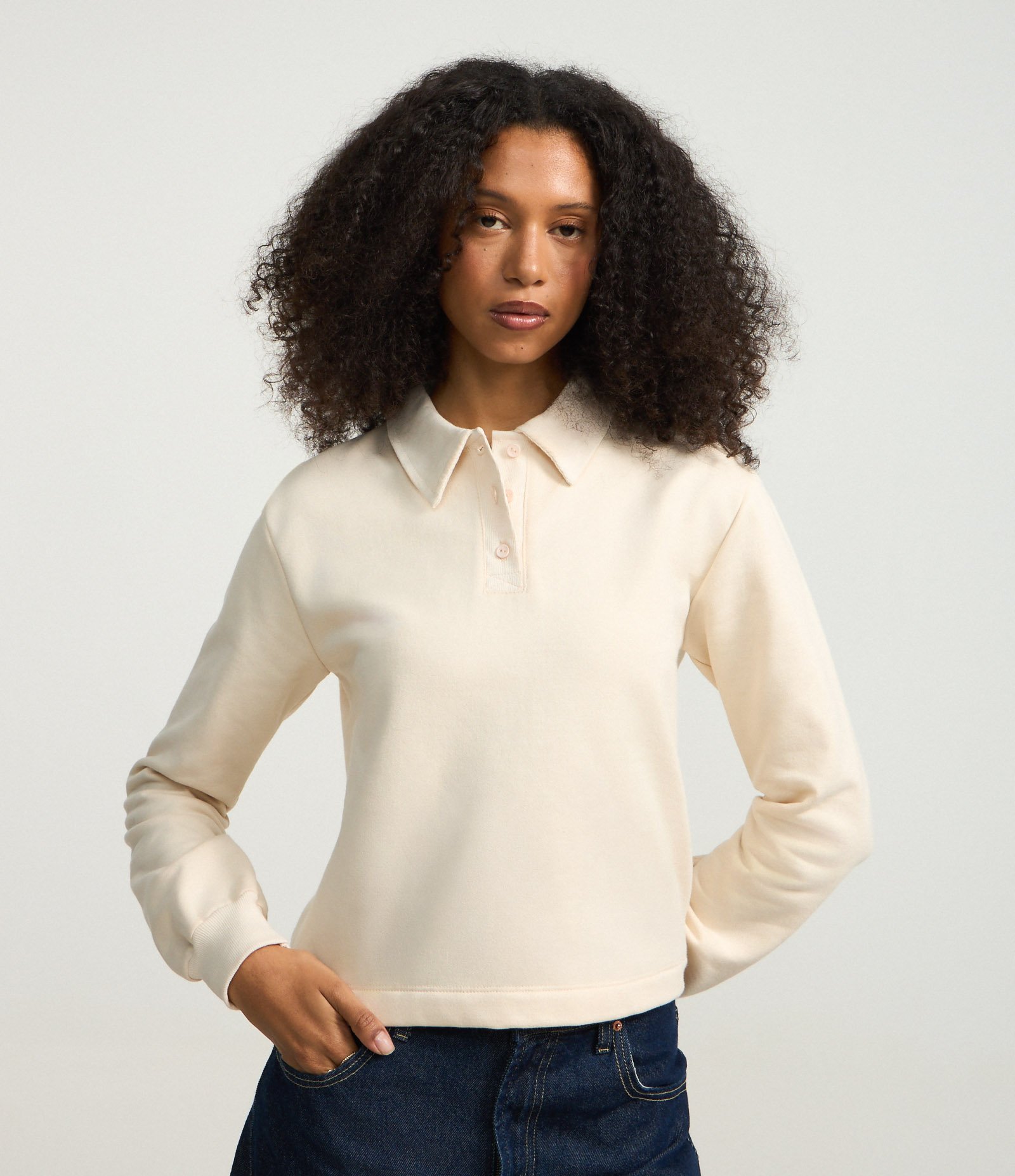 Suéter em Algodão com Gola Polo Rosa 3