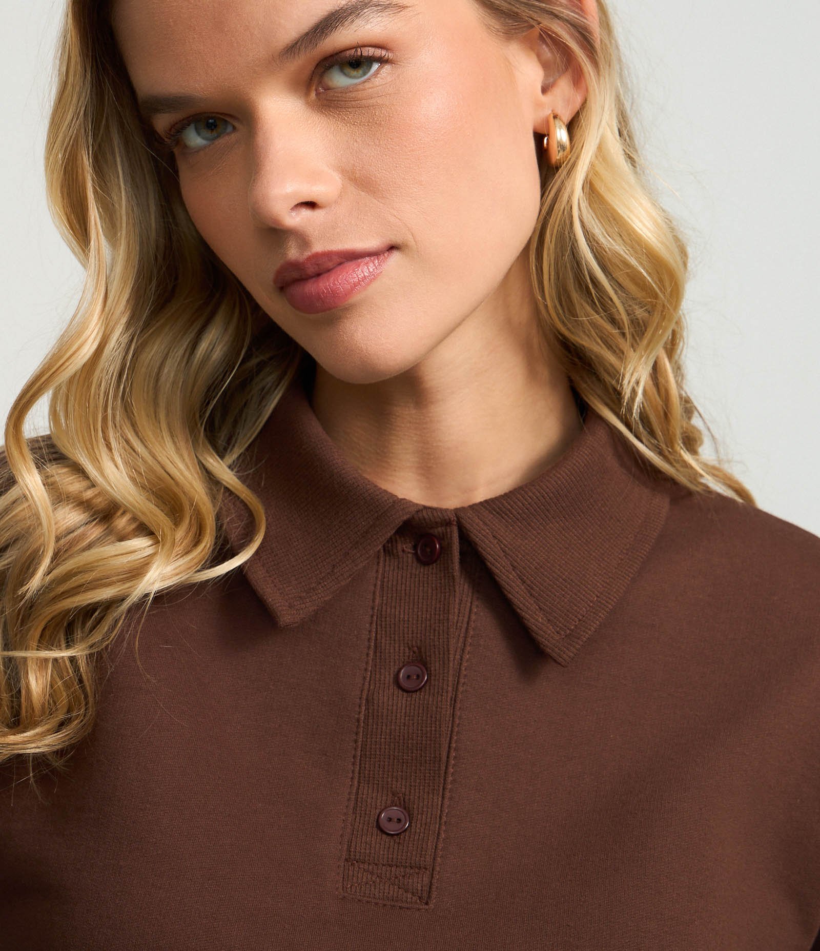 Suéter em Algodão com Gola Polo Marrom 3