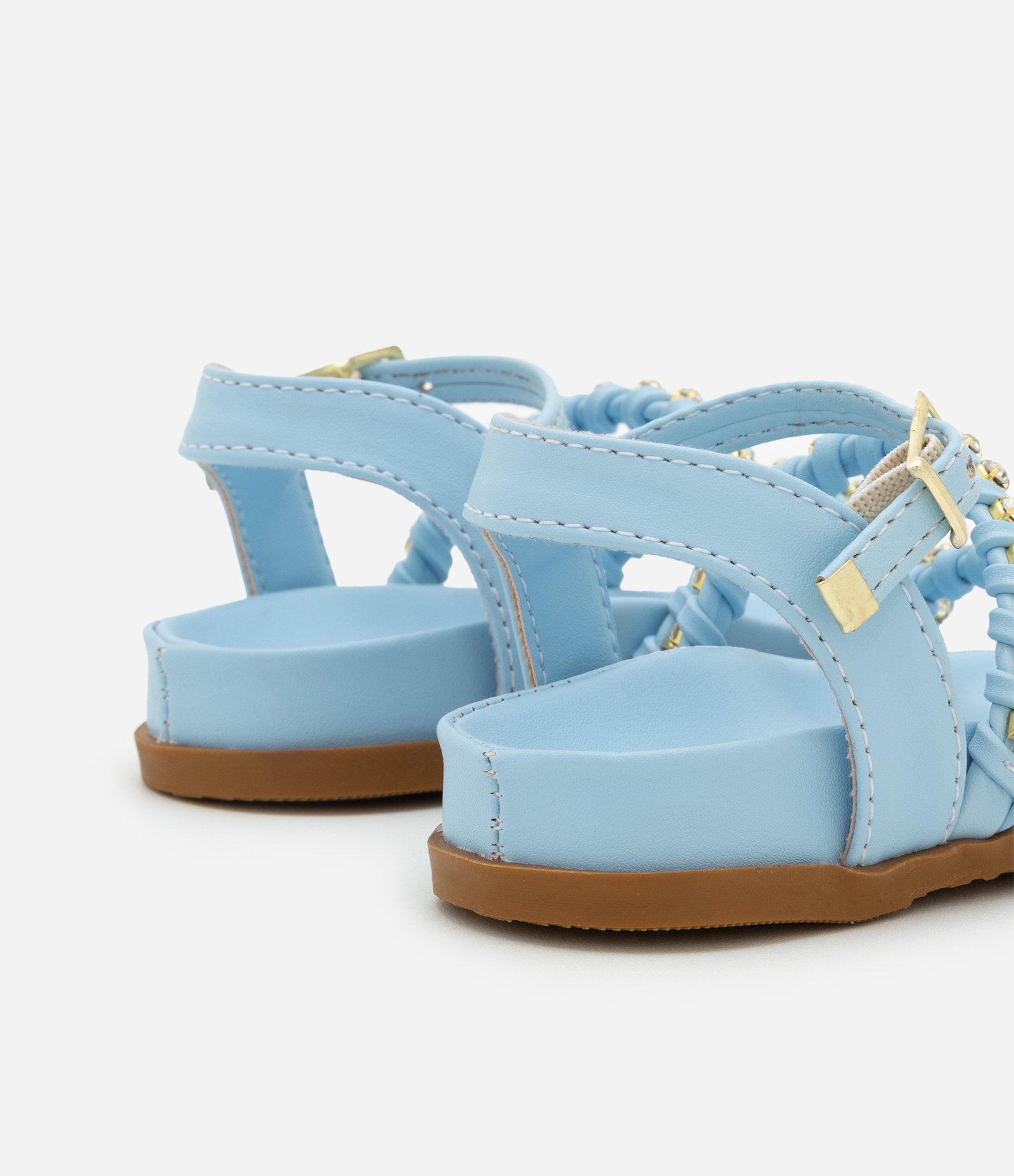 Sandália Infantil com Tiras e Detalhes de Brilhos Aplicados - Tam 20 ao 24 Azul 2