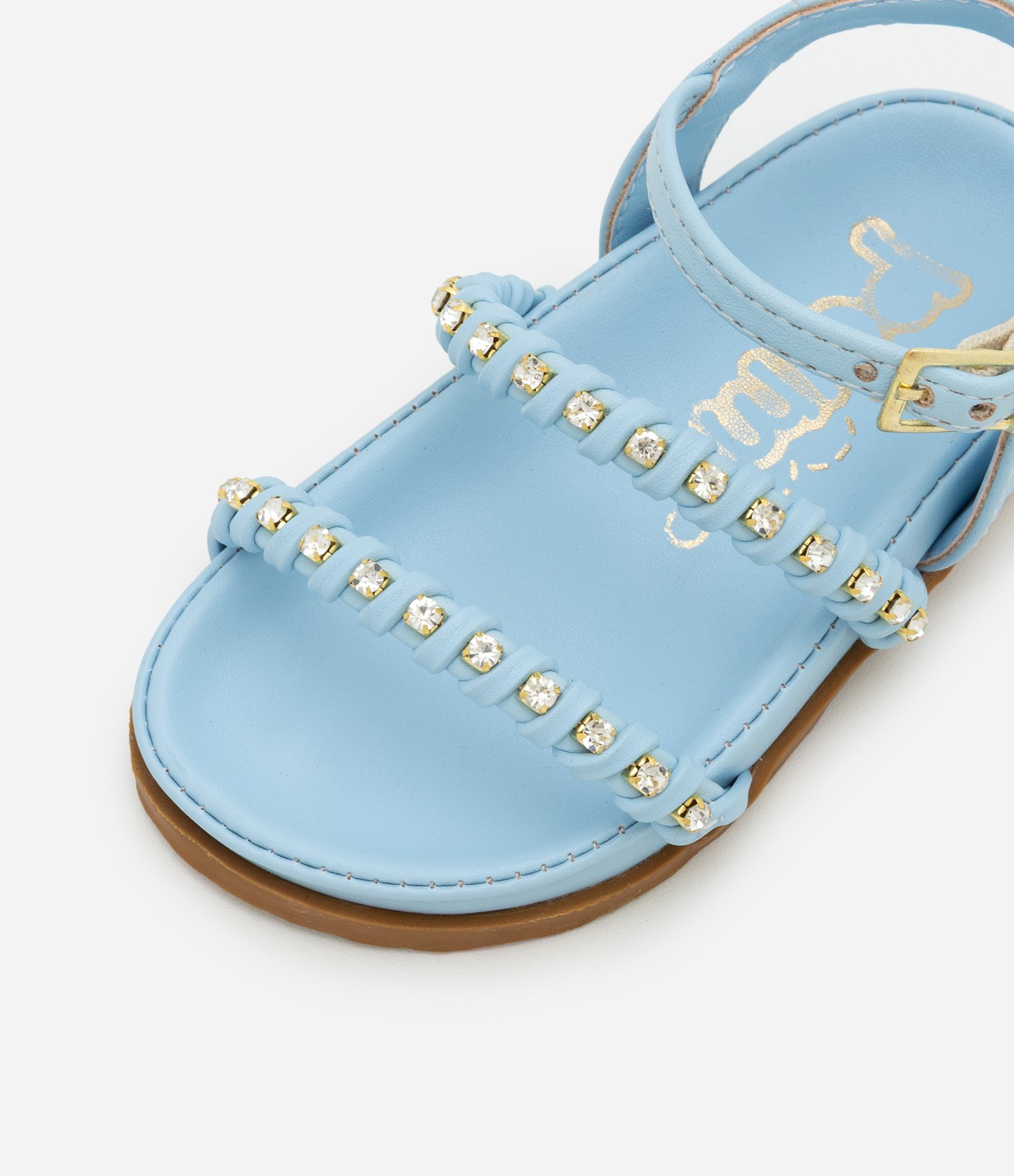 Sandália Infantil com Tiras e Detalhes de Brilhos Aplicados - Tam 20 ao 24 Azul 4