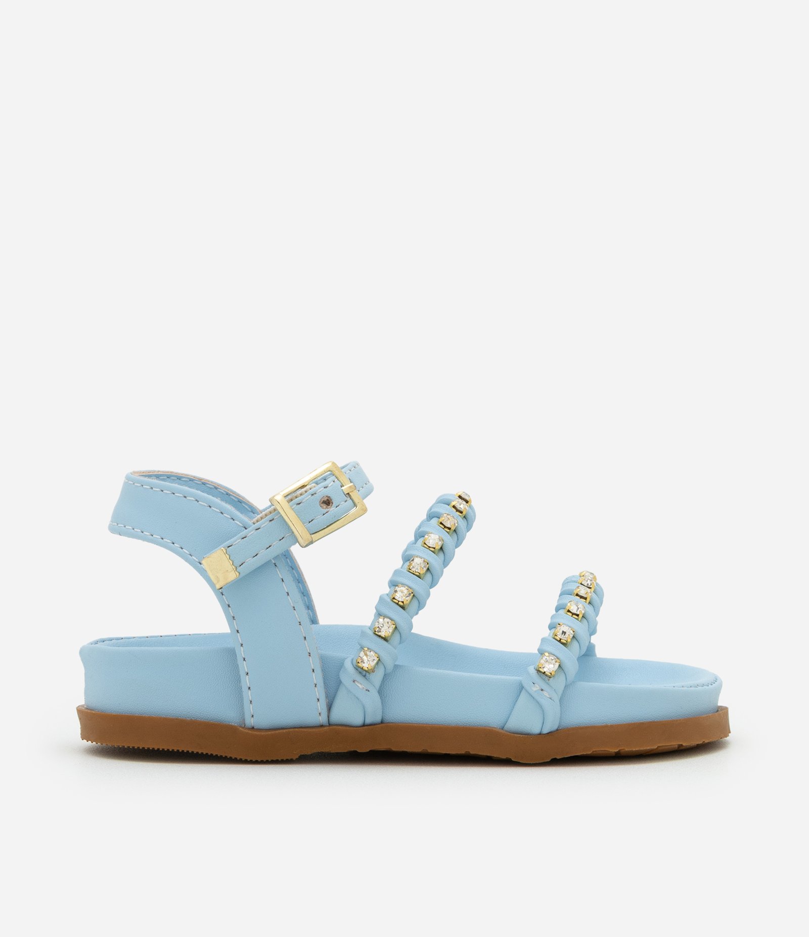 Sandália Infantil com Tiras e Detalhes de Brilhos Aplicados - Tam 20 ao 24 Azul 5