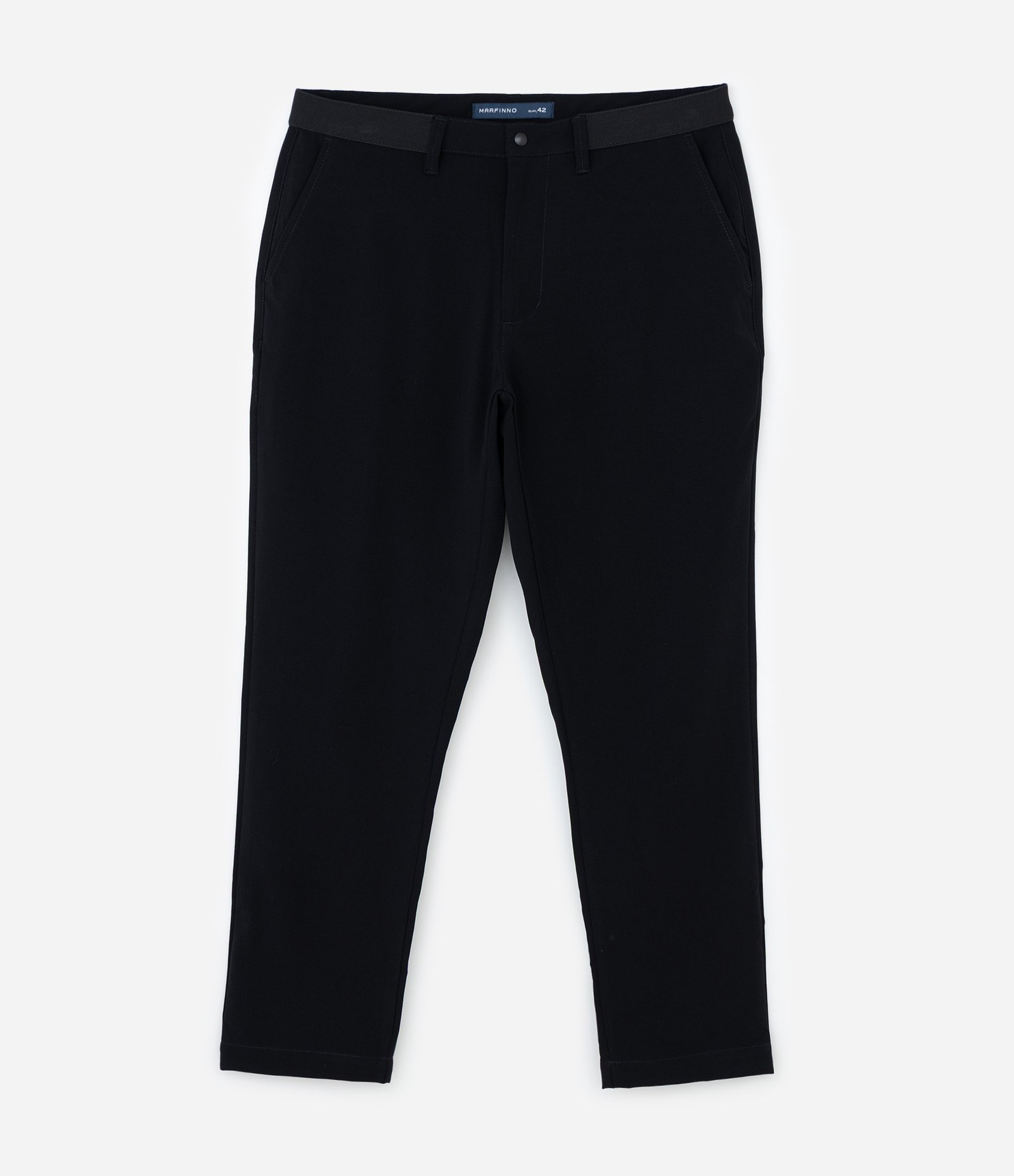 Calça Slim com Cós Elástico Alfaiatada Preto 5