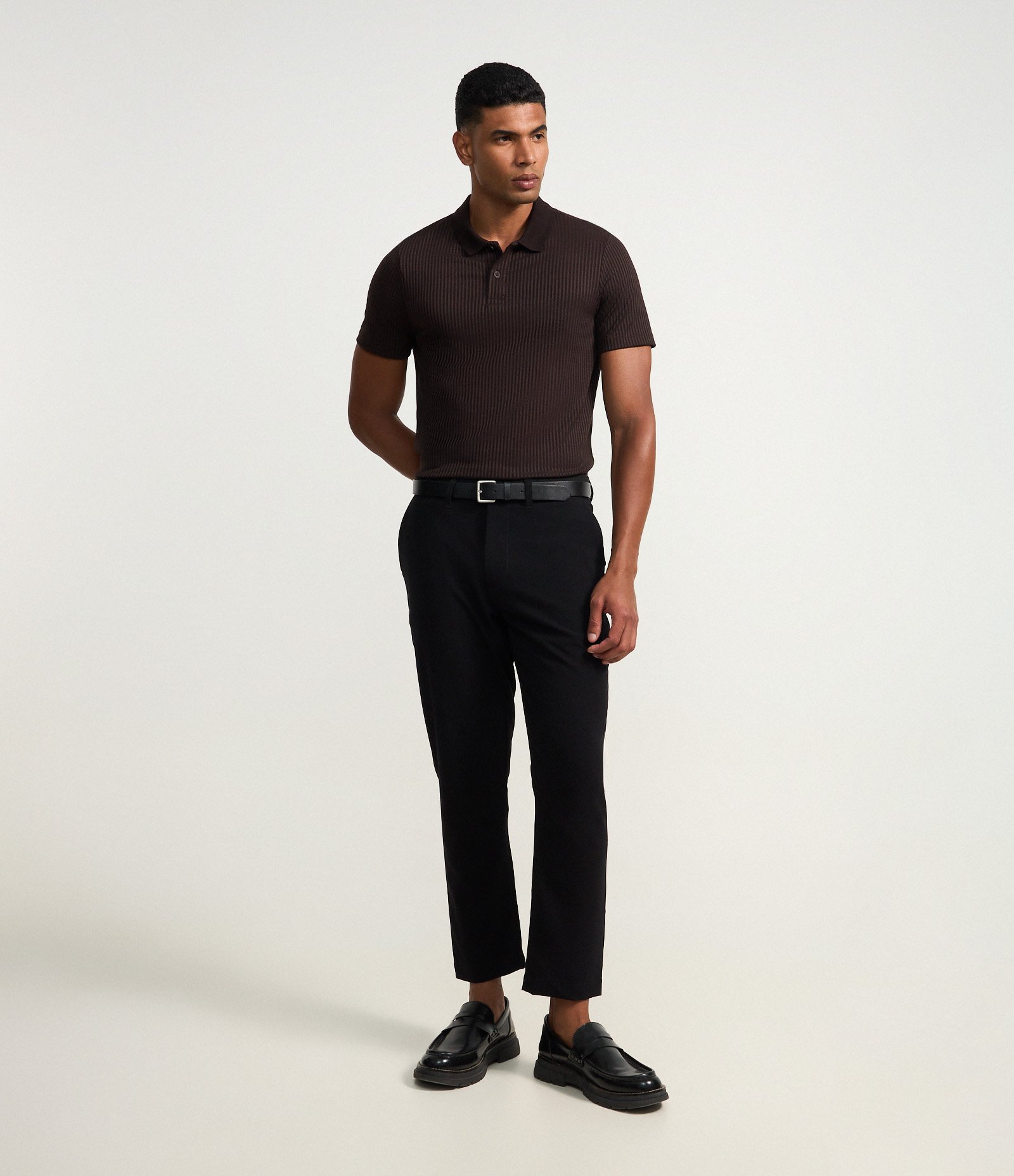 Calça Slim com Cós Elástico Alfaiatada Preto 1