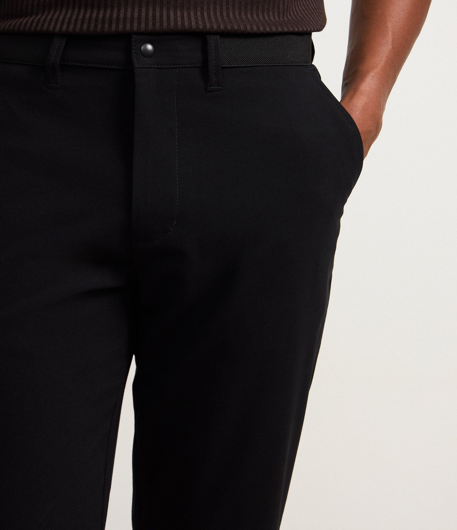 Calça Slim com Cós Elástico Alfaiatada Preto 3