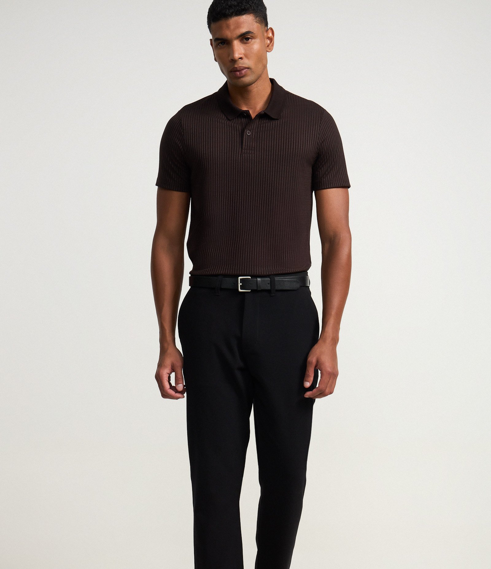 Calça Slim com Cós Elástico Alfaiatada Preto 4