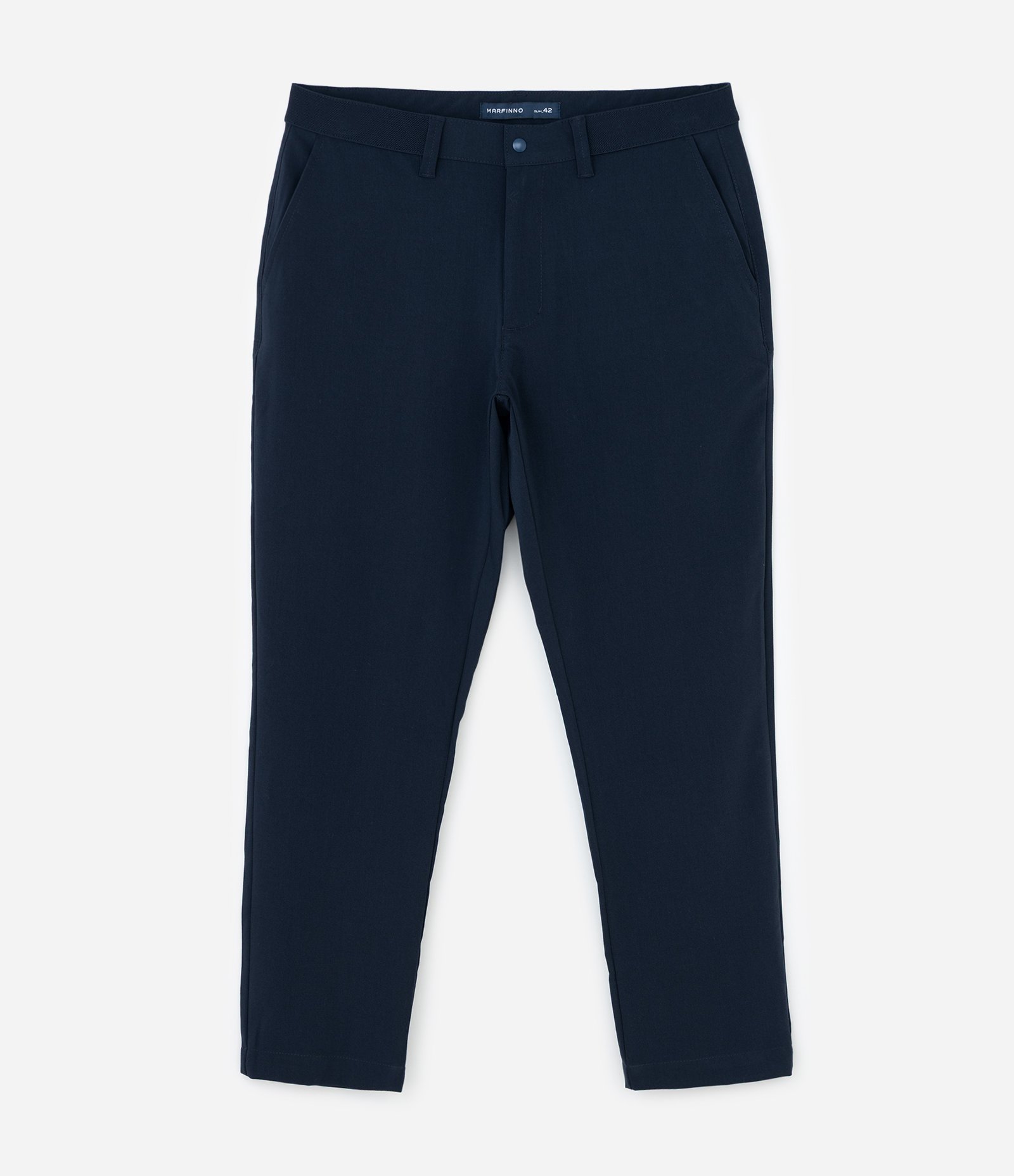 Calça Slim com Cós Elástico Alfaiatada Azul 5