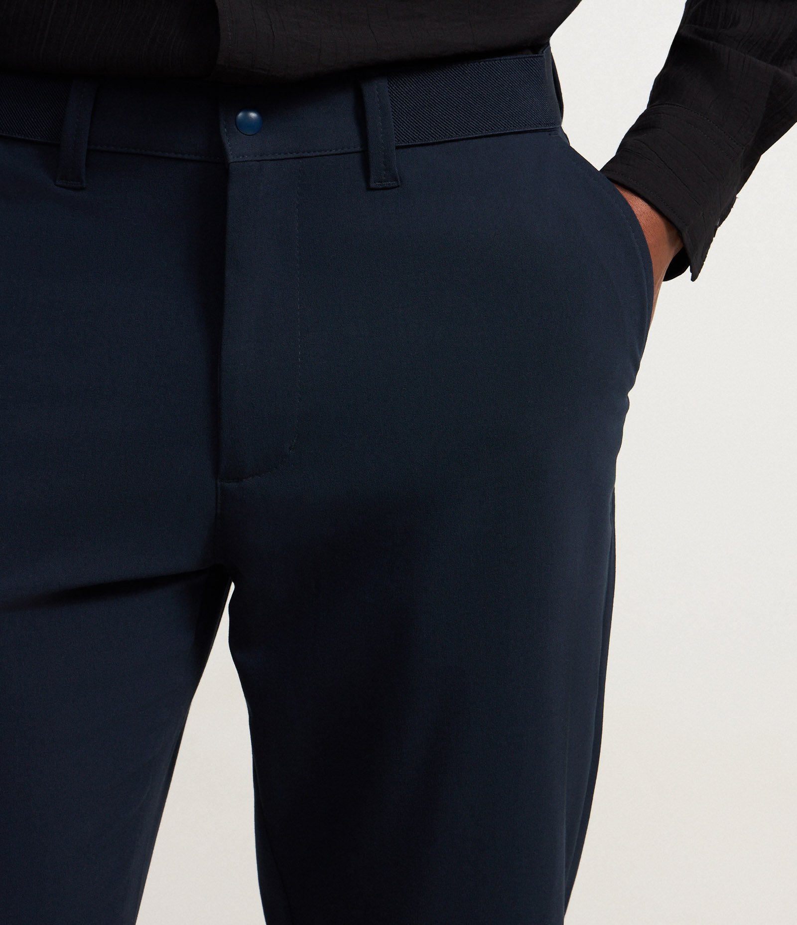 Calça Slim com Cós Elástico Alfaiatada Azul 3