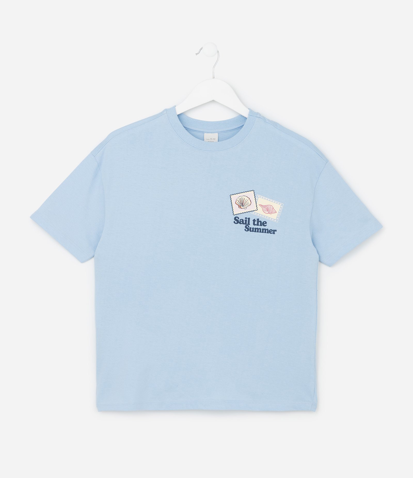Camiseta Infantil com Estampa de Praia - Tam 5 a 14 Anos Azul 1