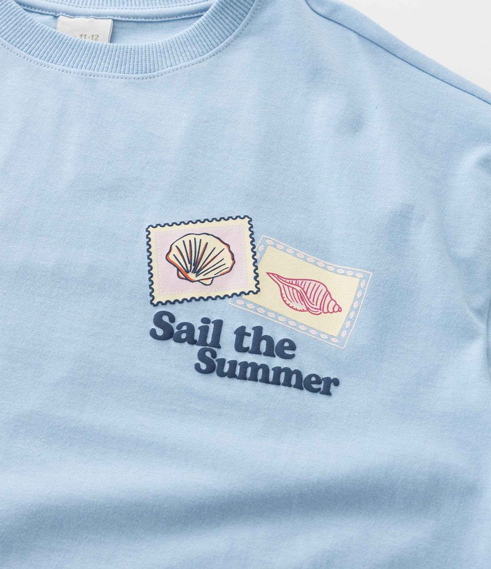 Camiseta Infantil com Estampa de Praia - Tam 5 a 14 Anos Azul 5