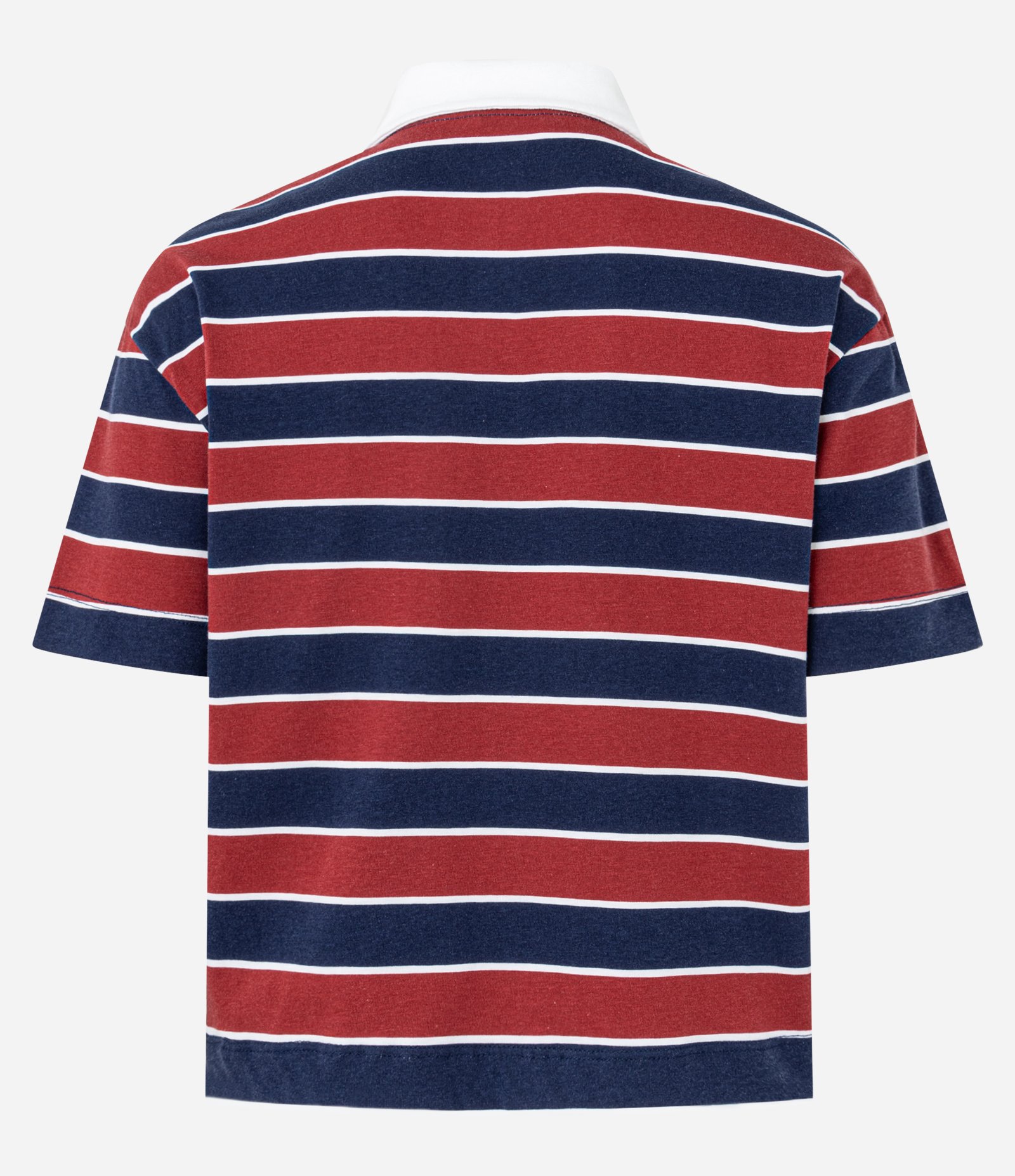 Blusa Polo em Algodão com Listras Horizontais Vermelho/Azul 6