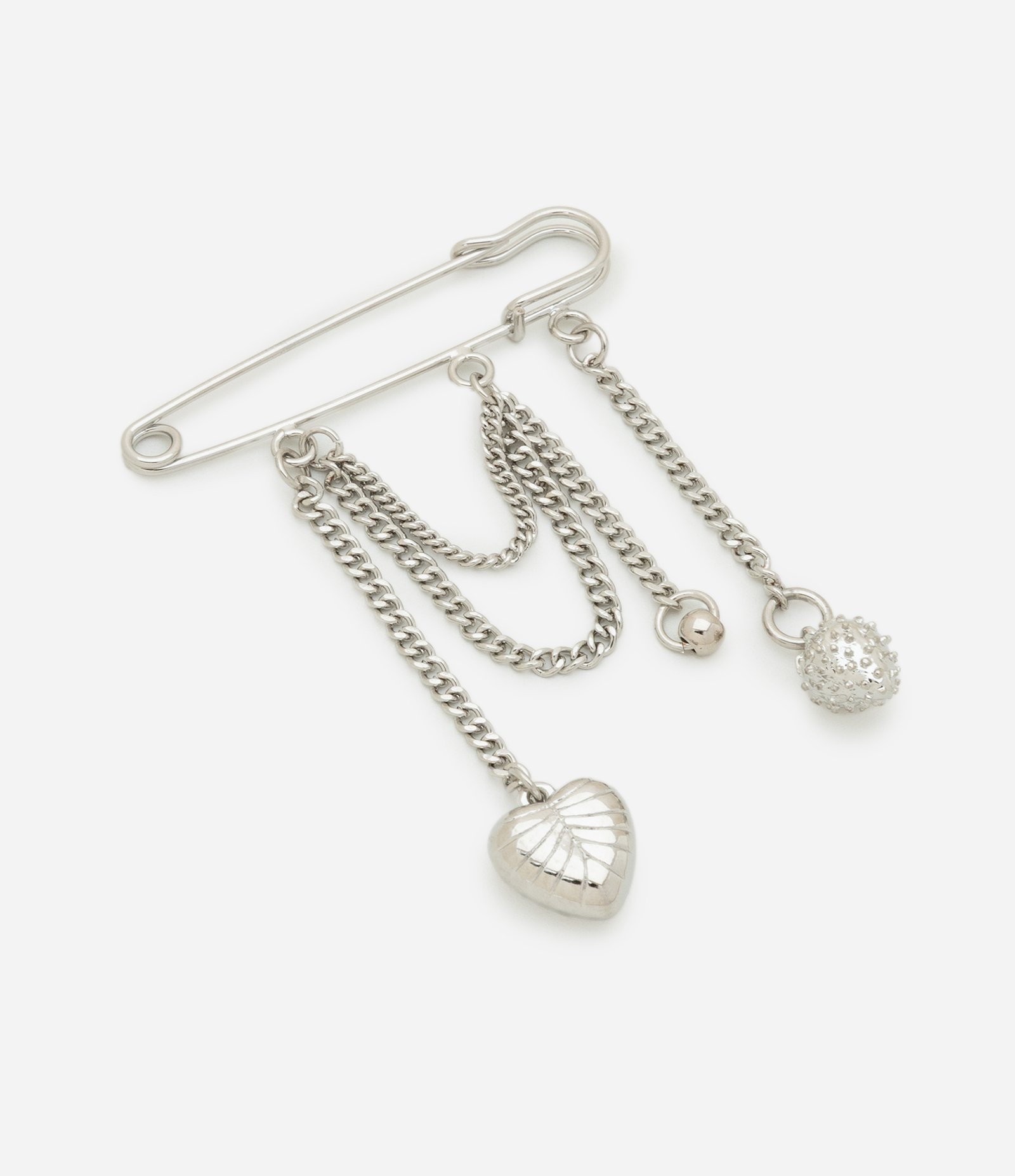 Broche em Metal Alfinete com Correntes Prata 2