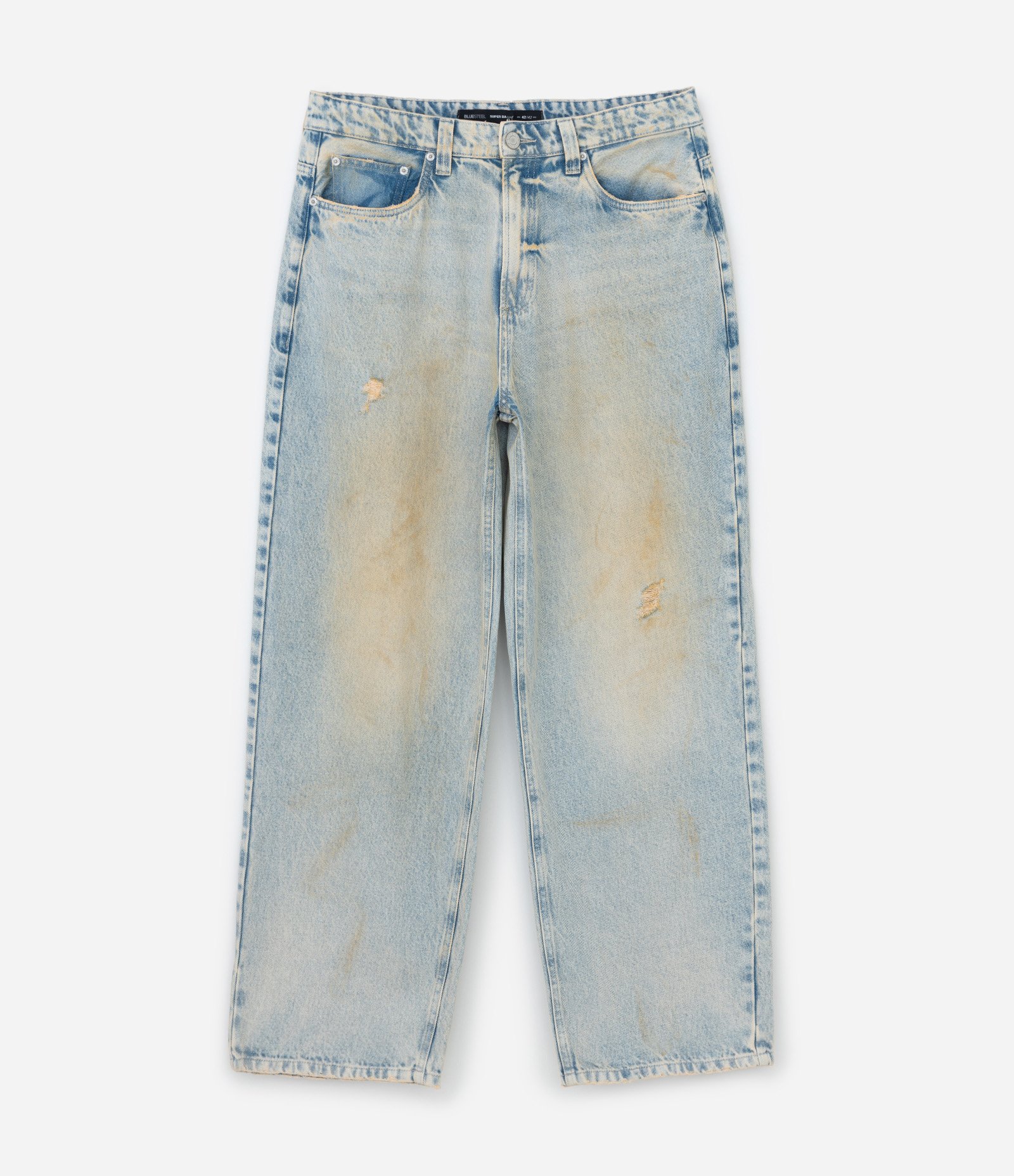 Calça Super baggy em Jeans Dirty Washed Azul 6