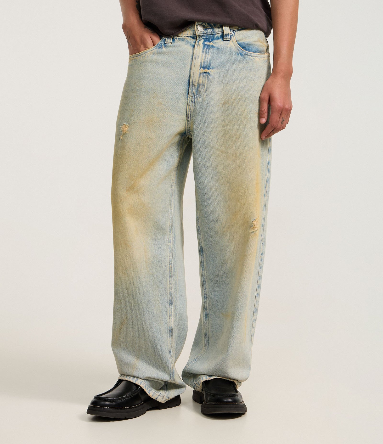 Calça Super baggy em Jeans Dirty Washed Azul 2