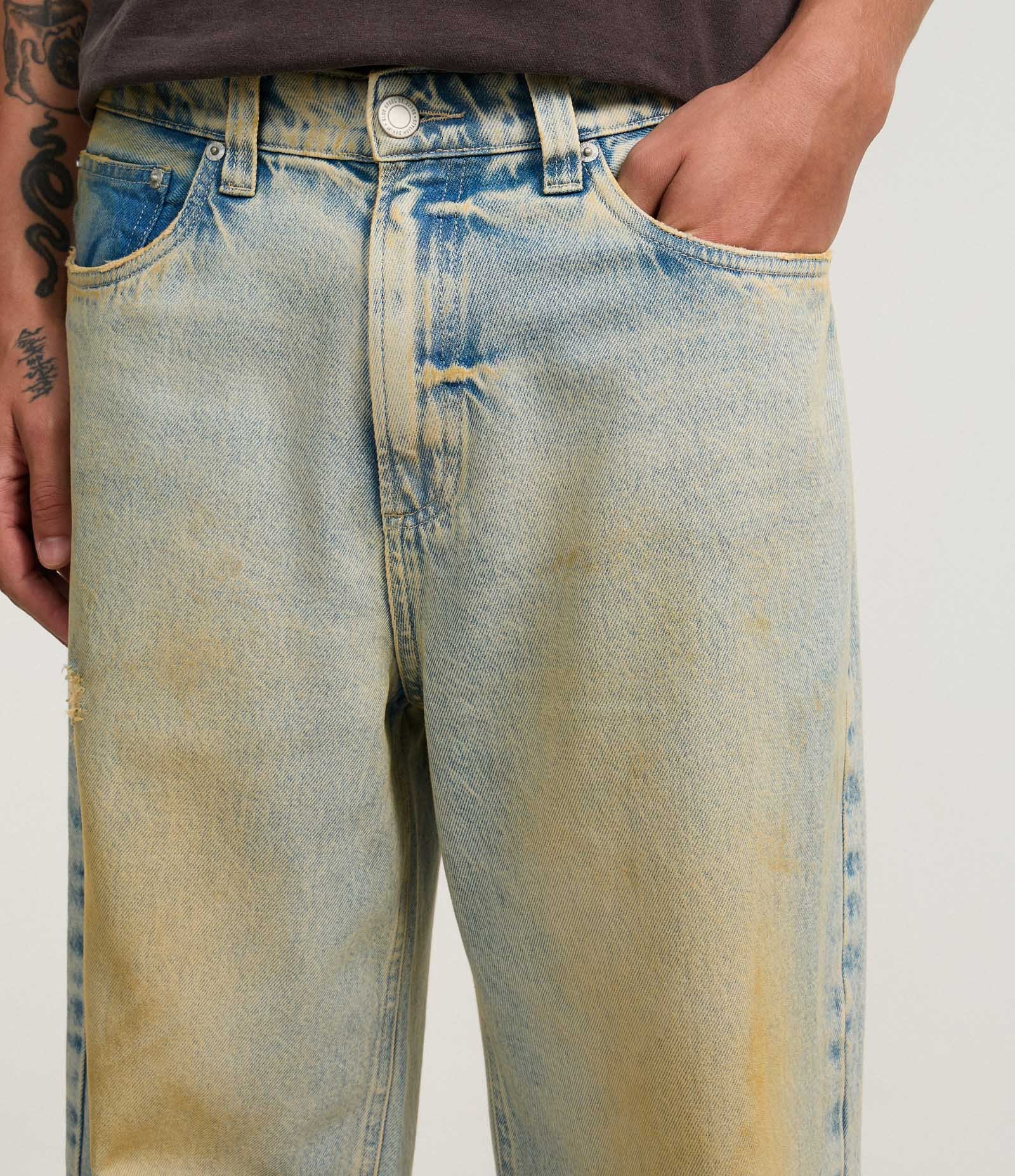 Calça Super baggy em Jeans Dirty Washed Azul 4