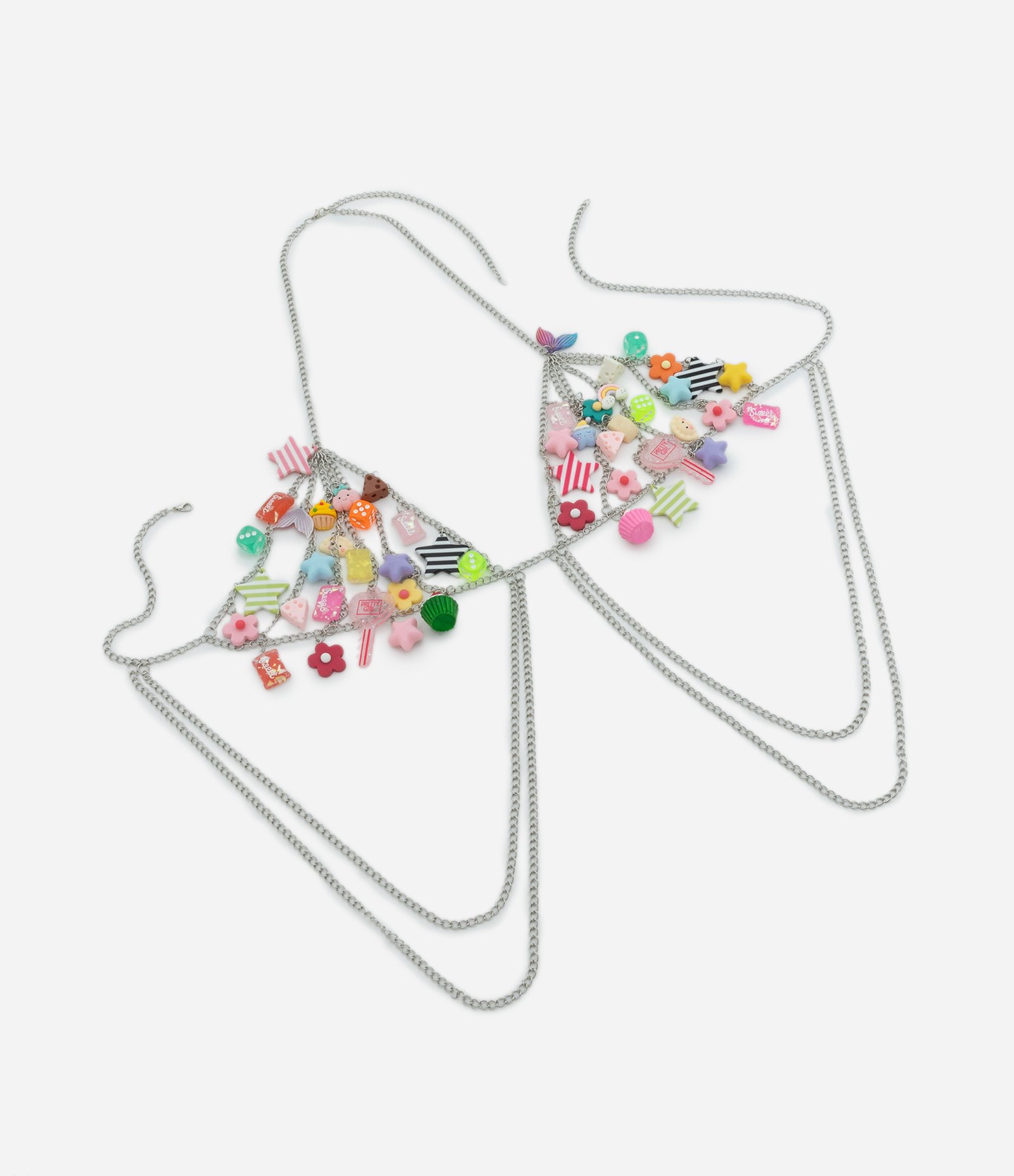 Body Chain com Pingentes Divertidos Prata 2