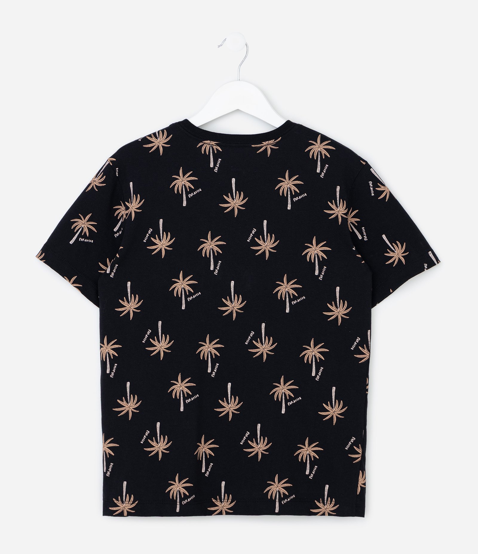 Camiseta Infantil Regular com Estampa de Coqueiros - Tam 5 a 14 Anos Preto 2