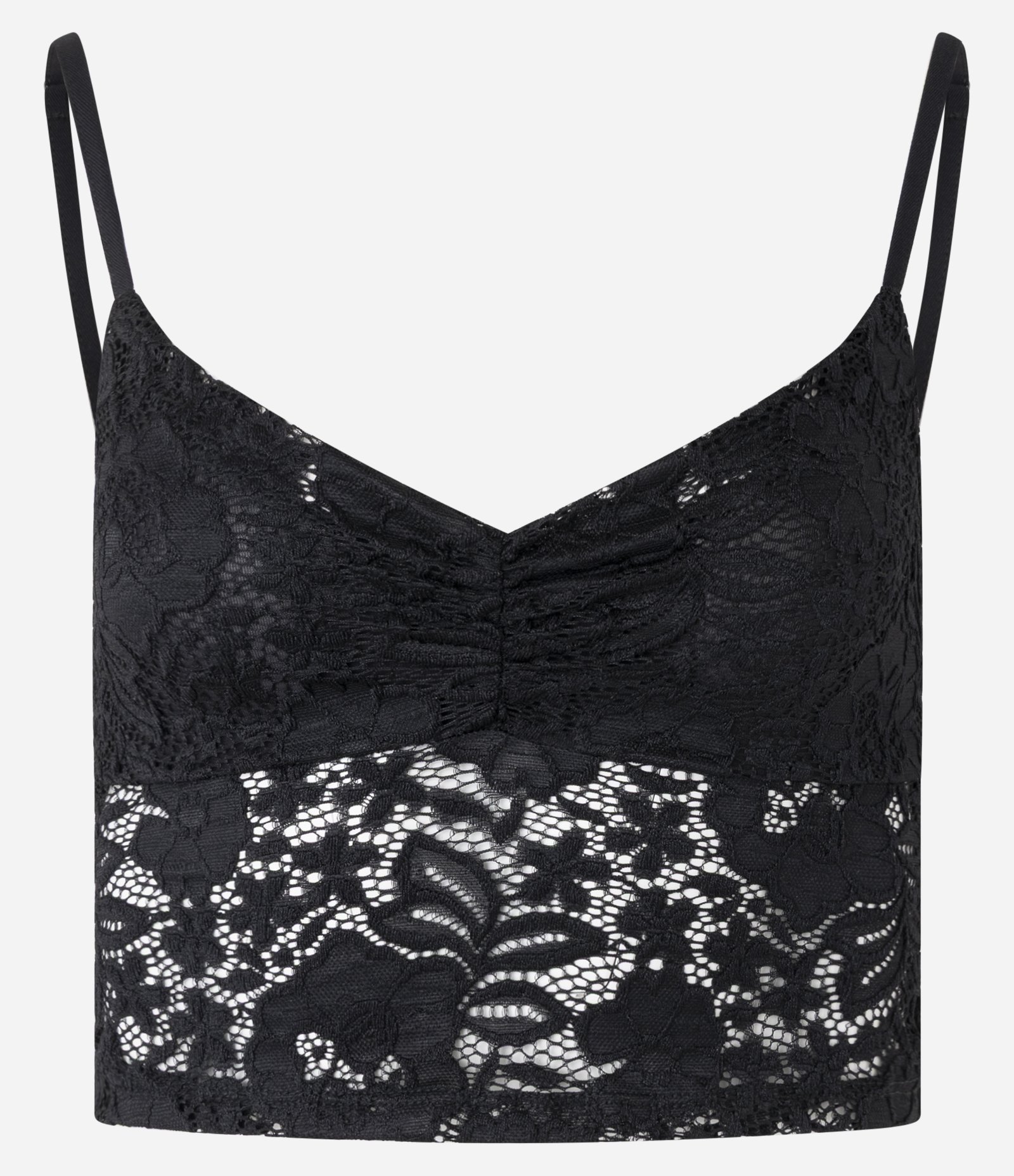 Blusa em Renda Floral com Alças Finas Preto 5