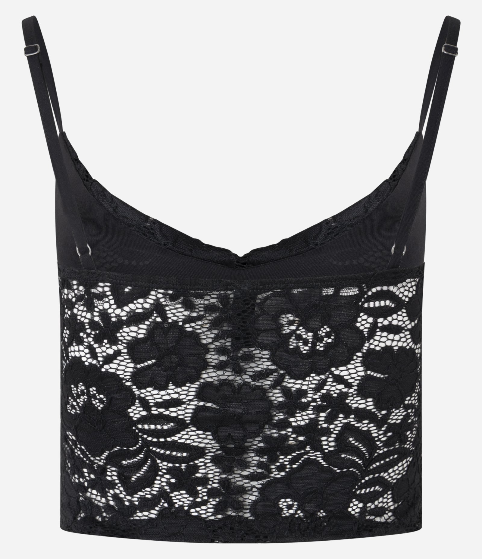 Blusa em Renda Floral com Alças Finas Preto 7
