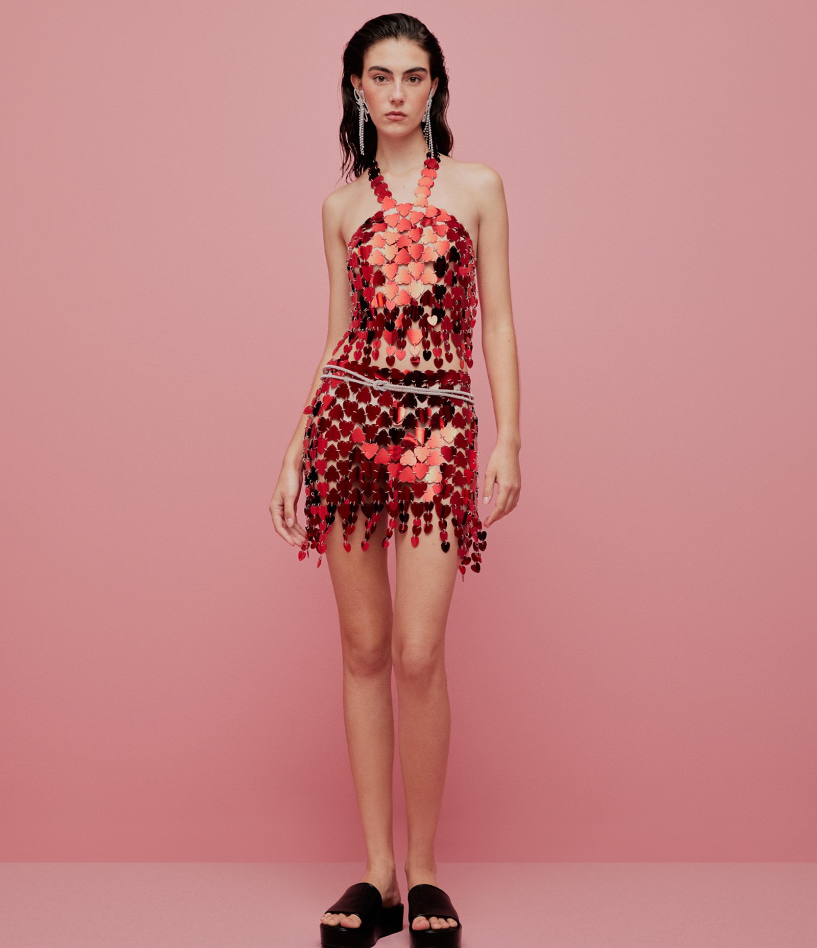 Body Chain em Paetês com Forma de Coração em Elos Vermelho 6