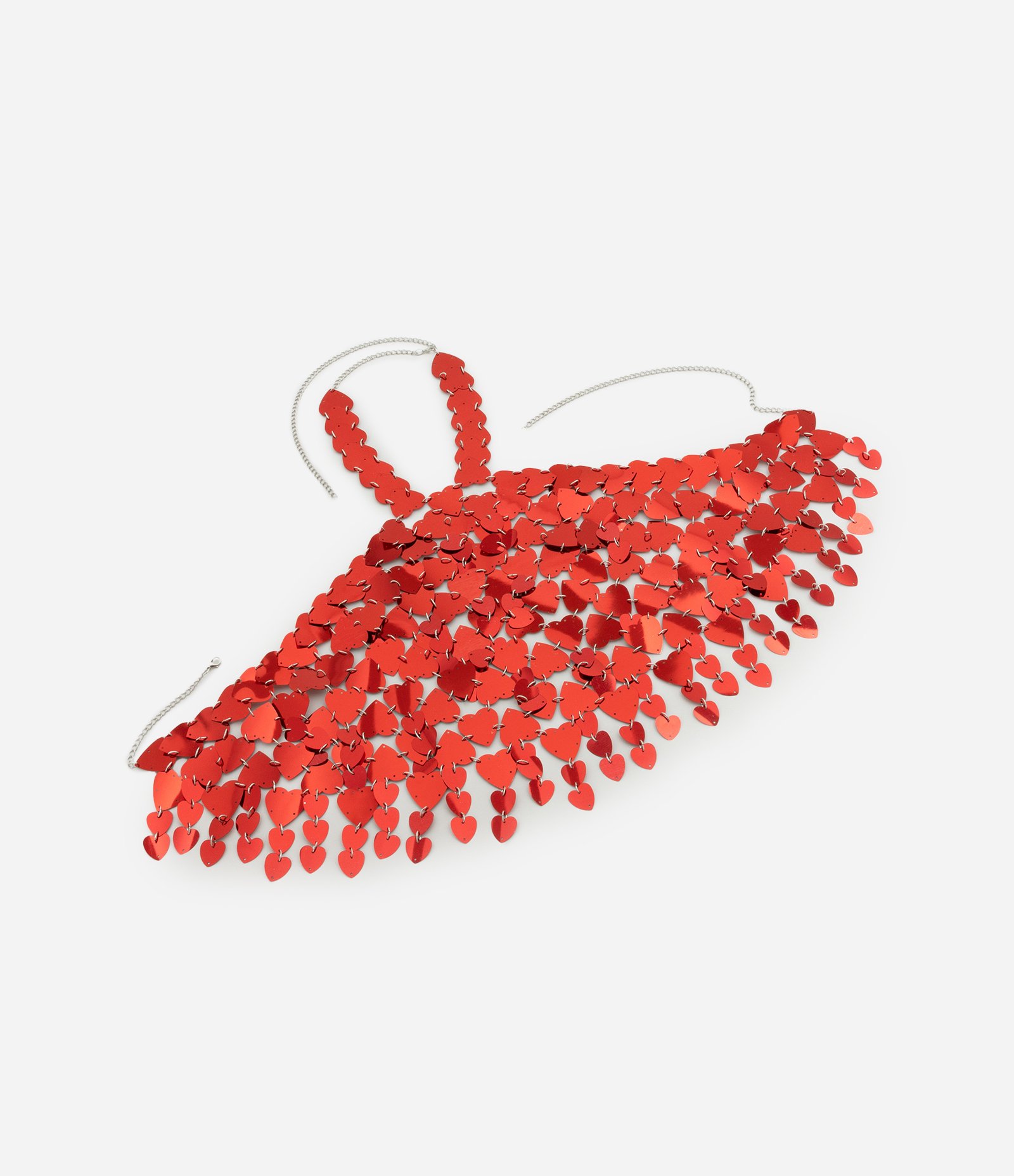 Body Chain em Paetês com Forma de Coração em Elos Vermelho 3