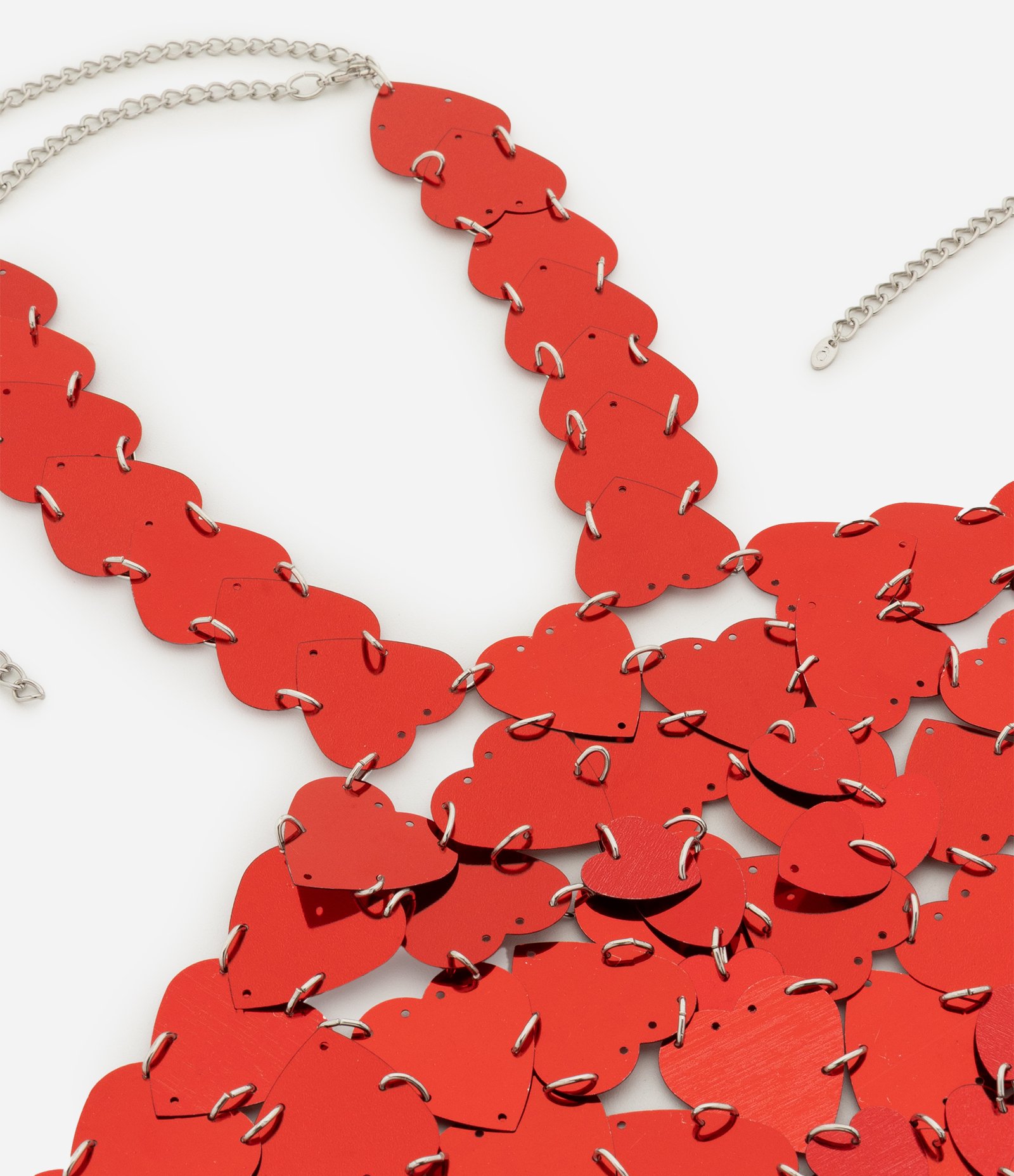 Body Chain em Paetês com Forma de Coração em Elos Vermelho 4