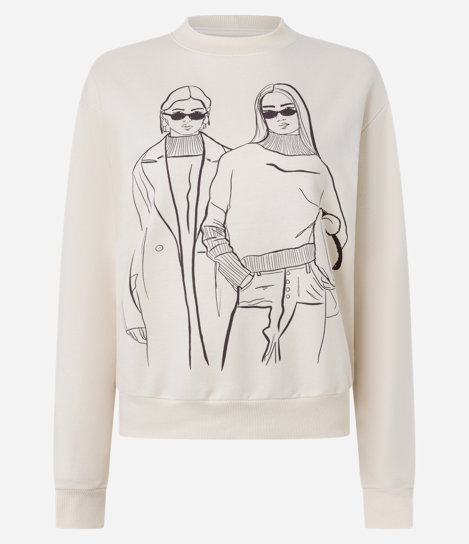 Casaco em Moletom com Bordado Mulheres Fashion Bege 5