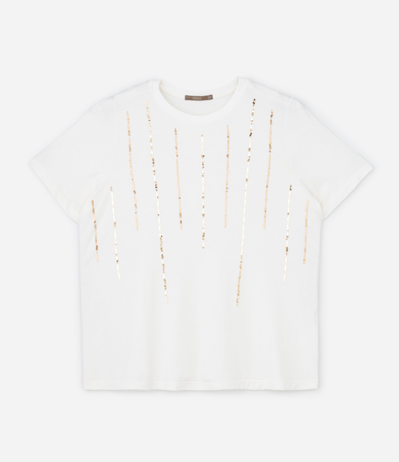 Camiseta em Viscolycra com Chuvas de Paetê Curve & Plus Size Branco 4