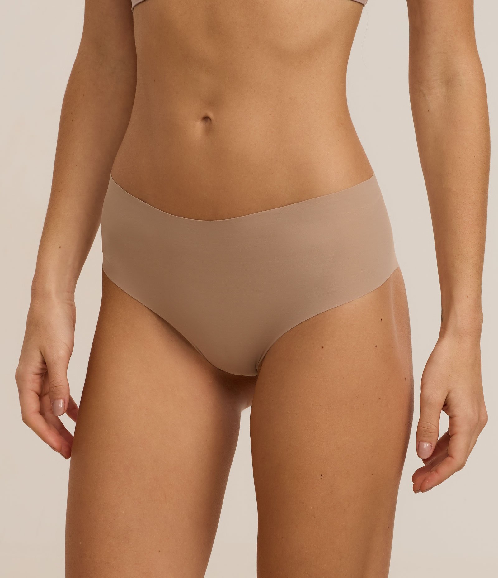 Kit 02 Calcinhas Altas em Microfibra com Corte a Fio Trifil Vermelho/Bege 3