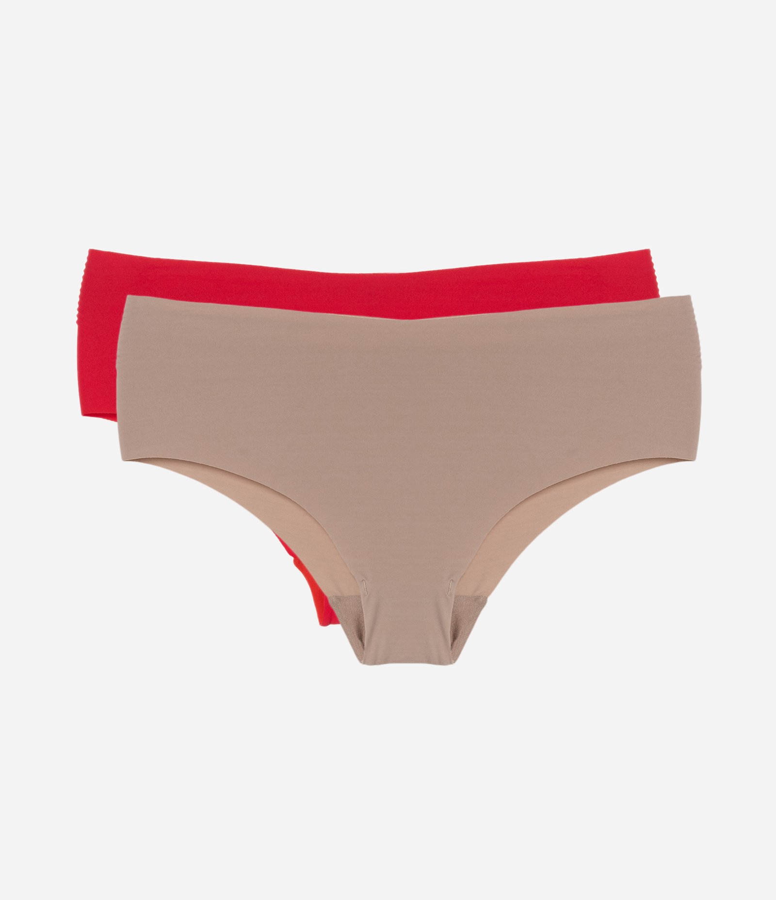 Kit 02 Calcinhas Altas em Microfibra com Corte a Fio Trifil Vermelho/Bege 1