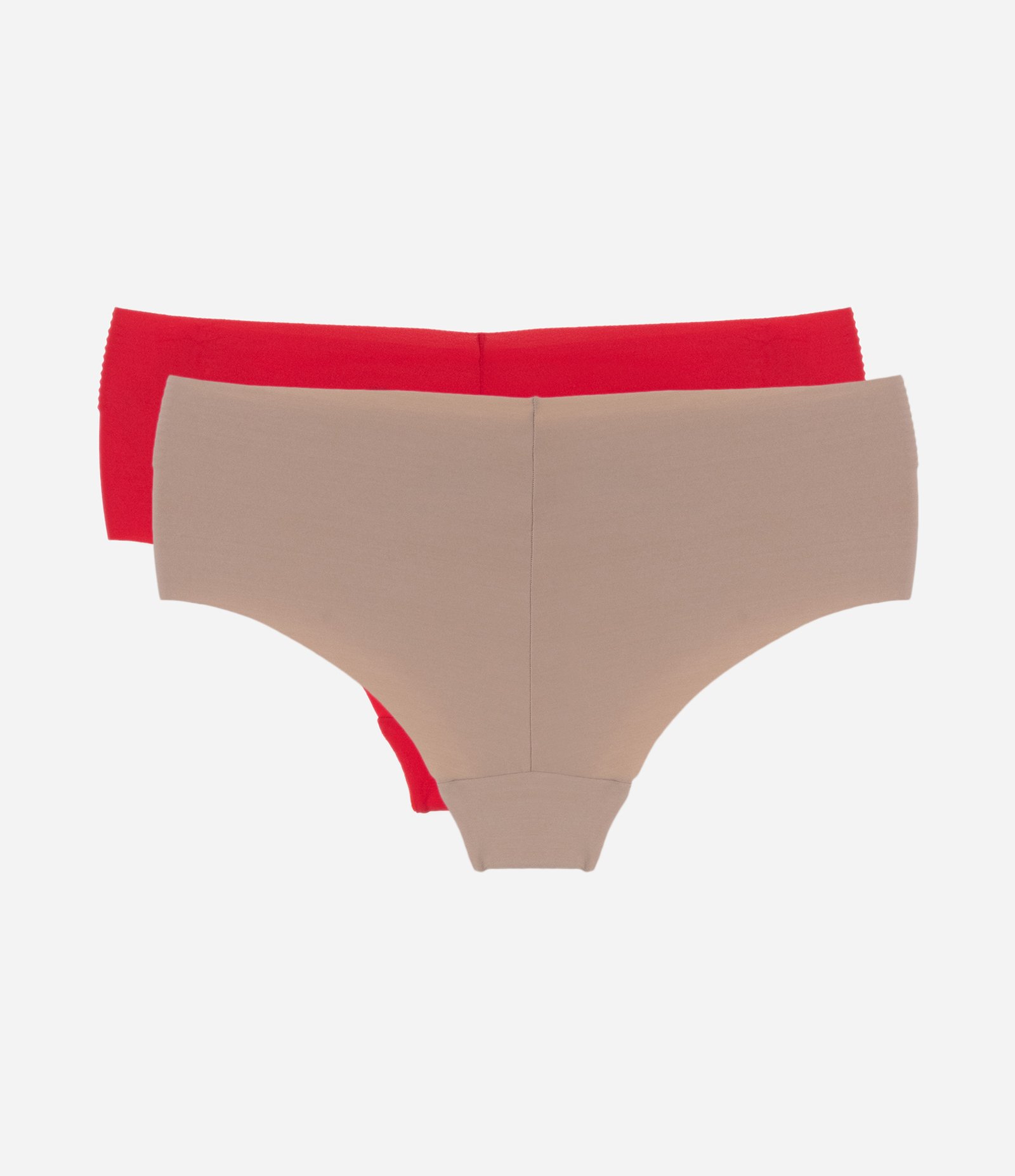 Kit 02 Calcinhas Altas em Microfibra com Corte a Fio Trifil Vermelho/Bege 2