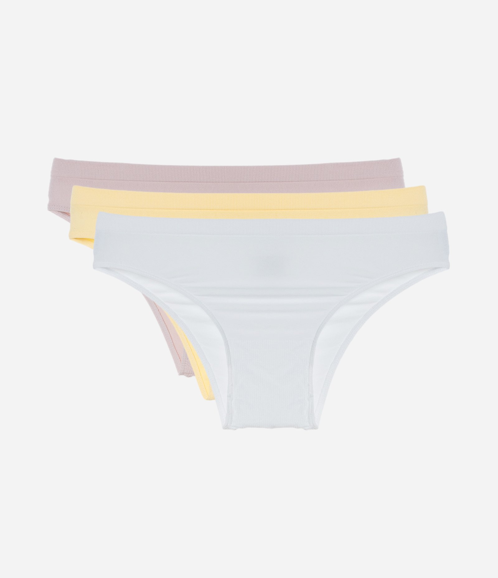 Kit 03 Calcinhas Biquíni Seamless Trifil Rosa/Amarelo/Branco 1