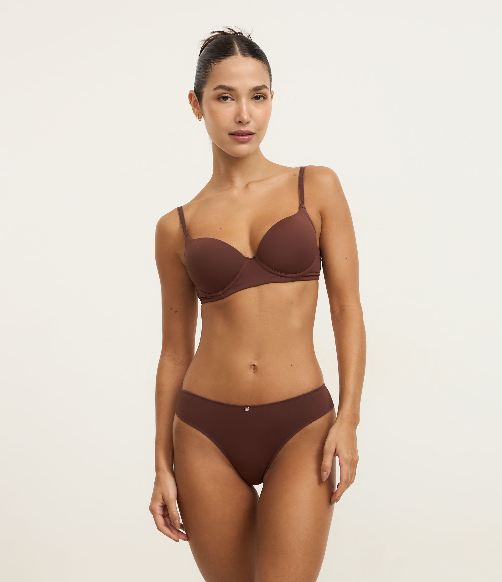 Kit 02 Calcinhas Biquíni Fio Duplo em Microfibra Marrom 6