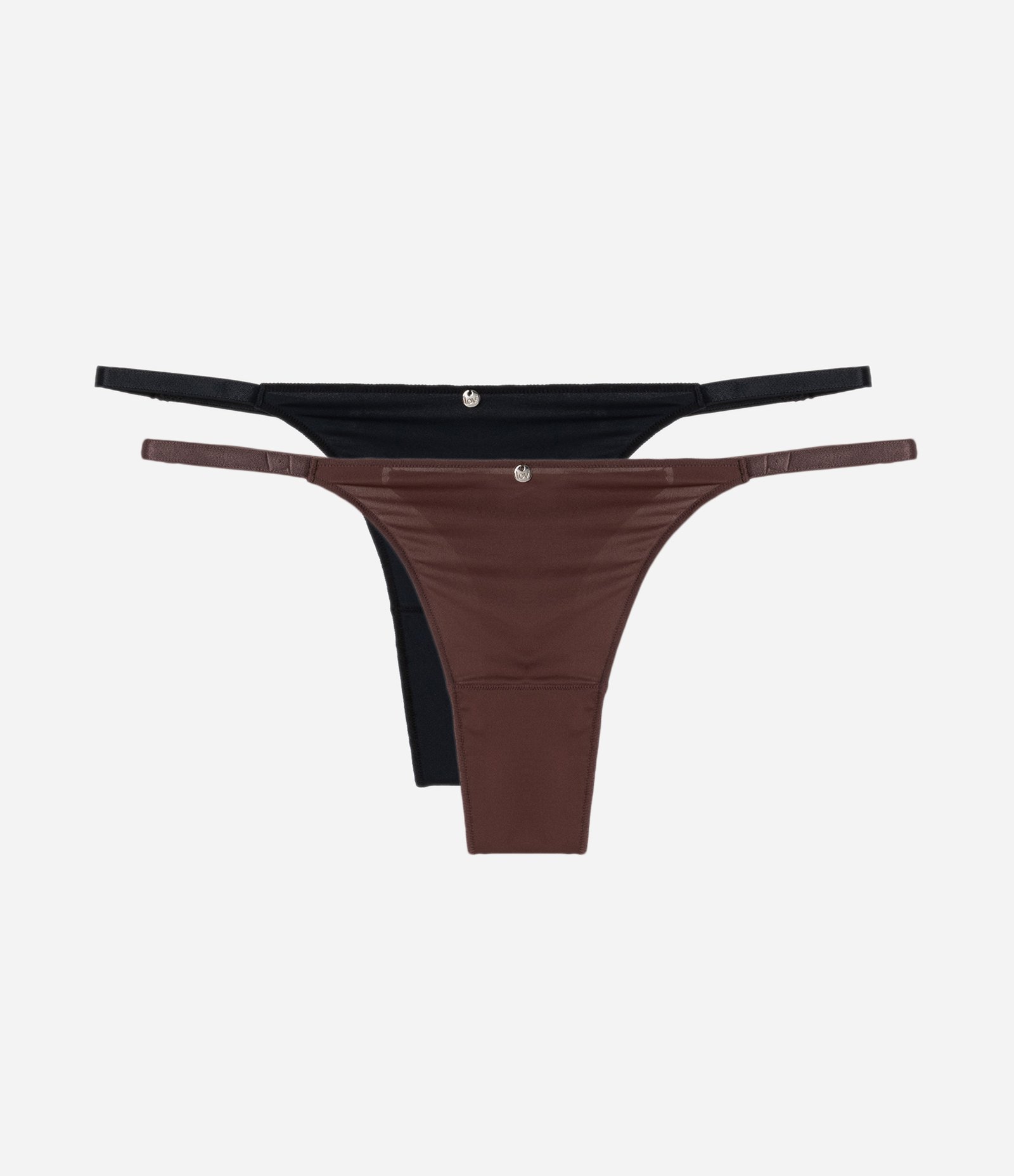 Kit 02 Calcinhas String em Microfibra com Medalha Marrom/Preto 1