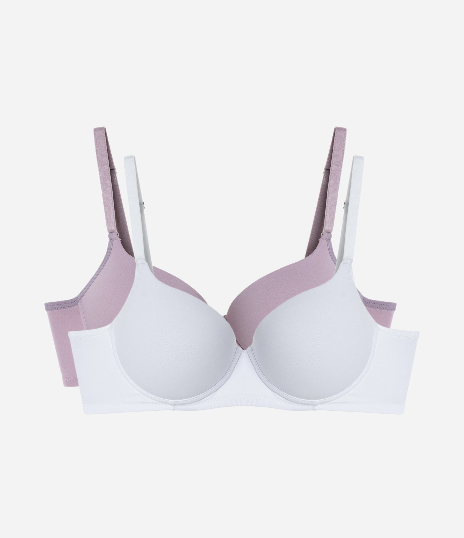 Kit 02 Sutiãs com Bojo e Aro em Microfibra Rosa Neutro/Branco 1